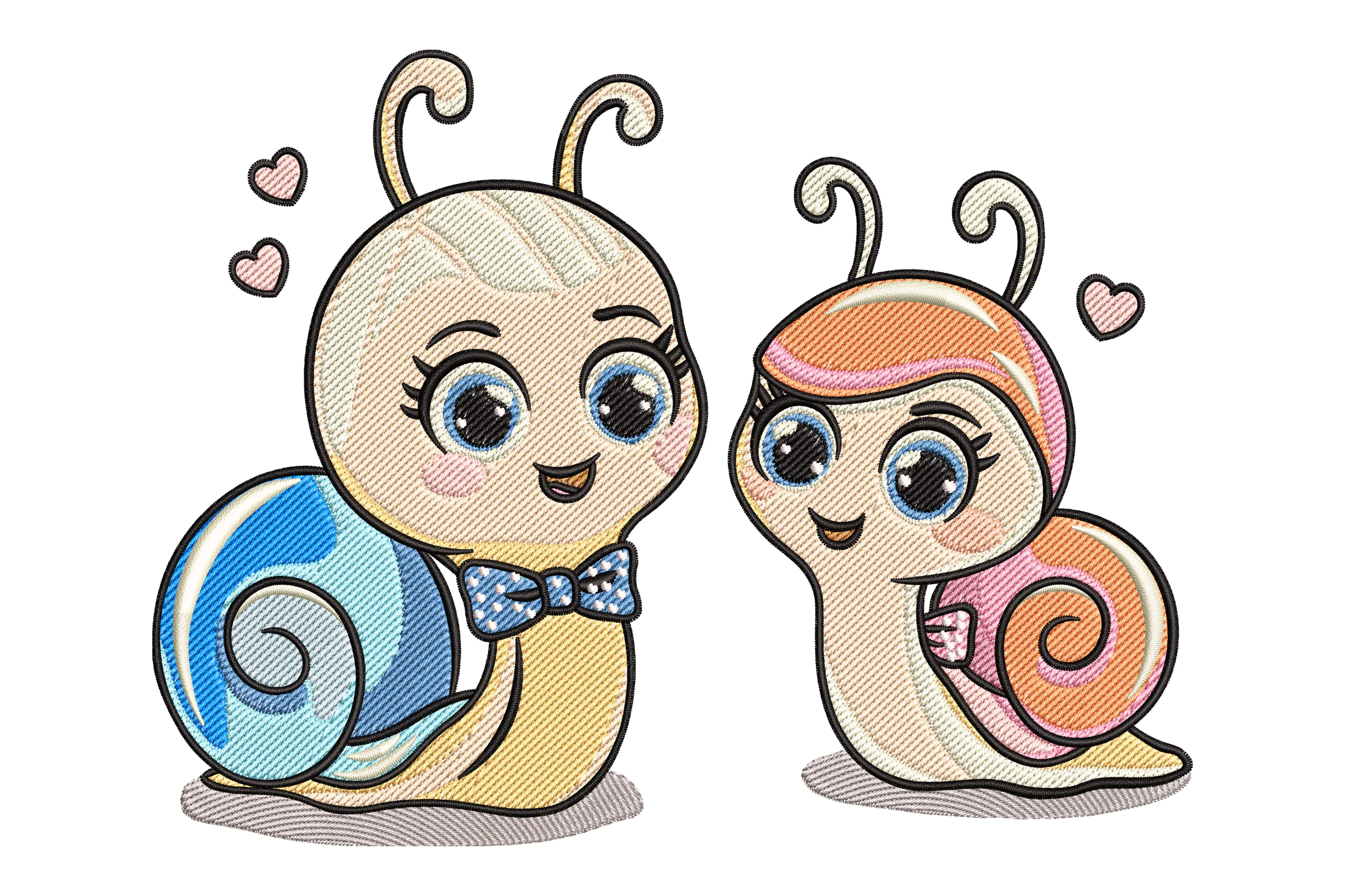 Cute Snails with Bowties Embroidery Design