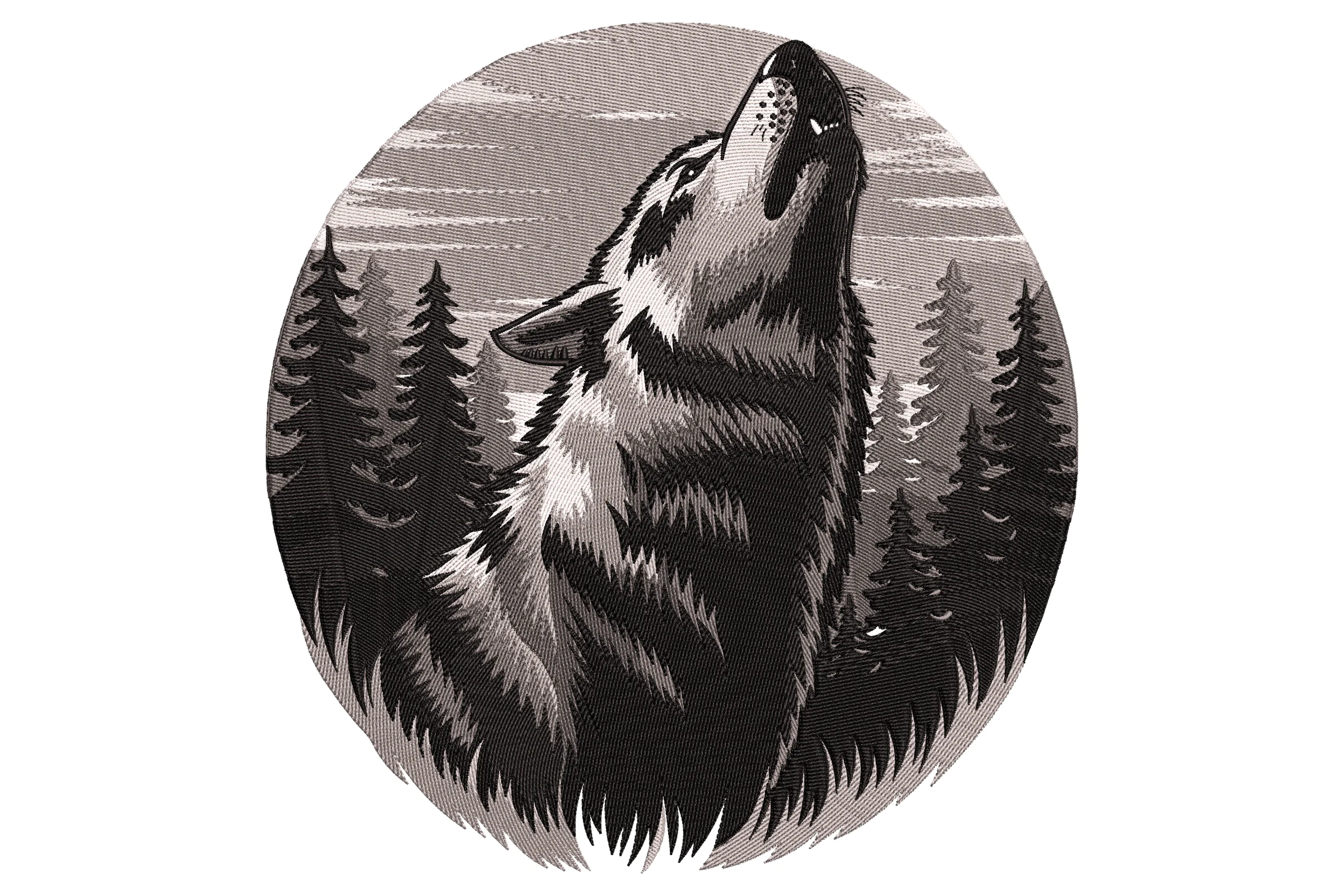 Howling Wolf Machine Embroidery Design