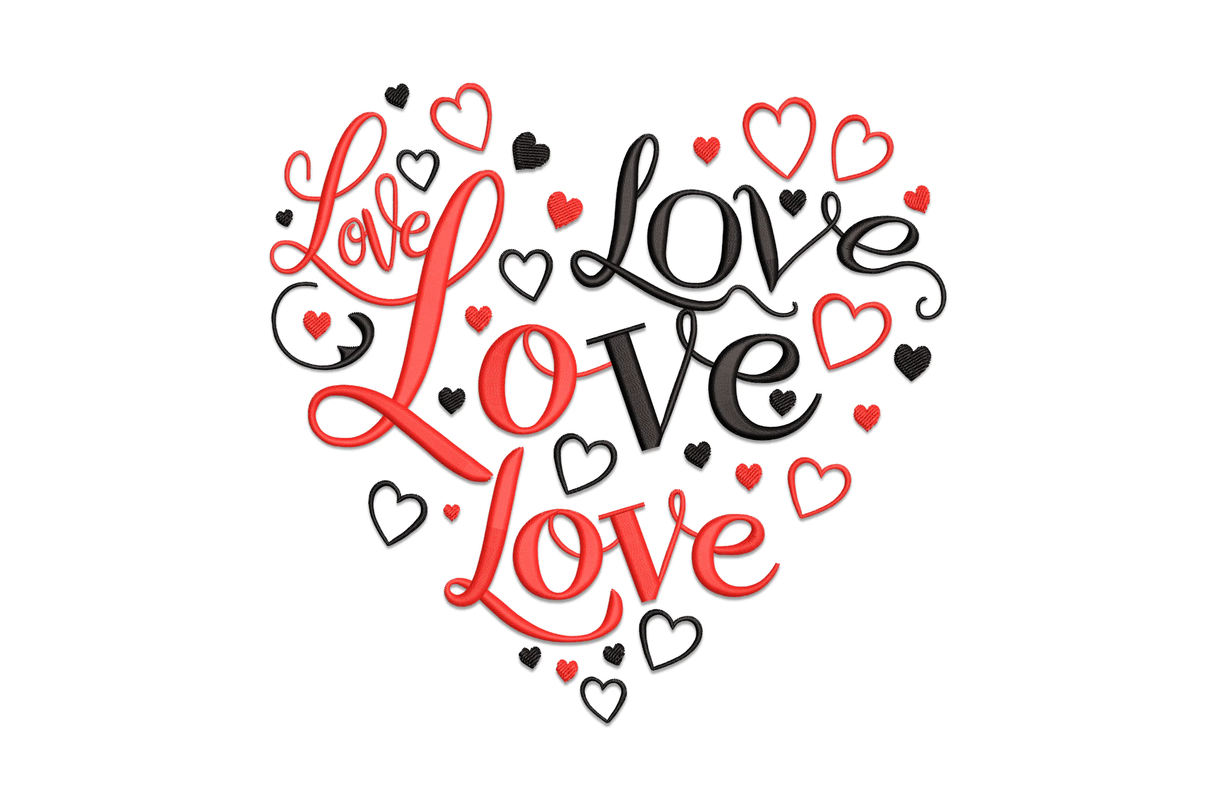 Digital Love Shape Heart Embroidery Design