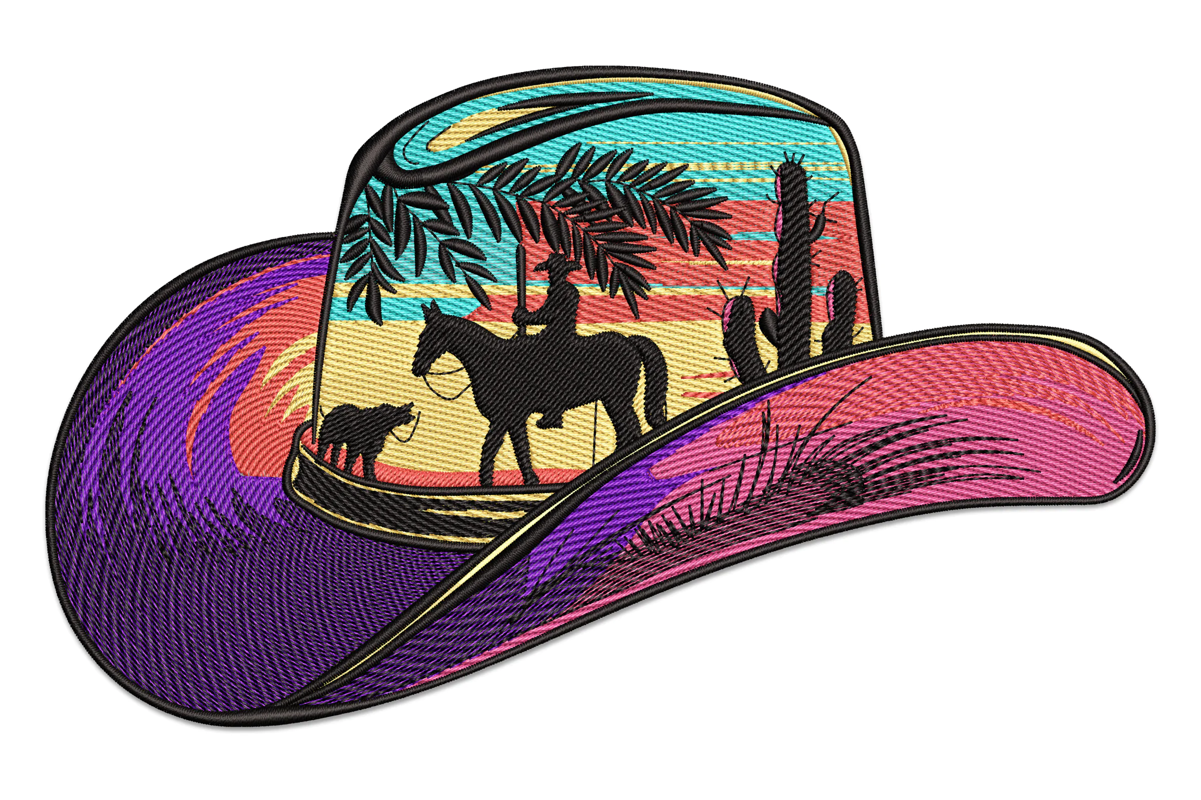 Cowboy Hat Sunset Scene Embroidery Design