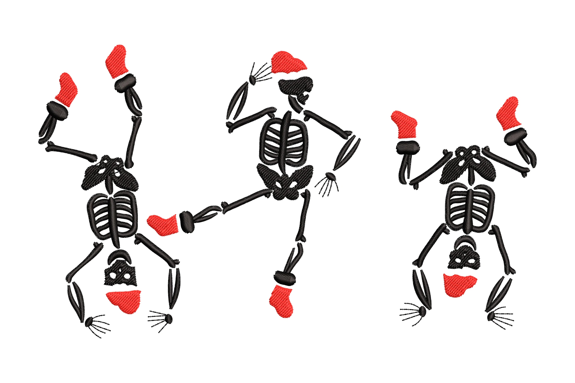 Dancing Christmas Skeletons Embroidery Design