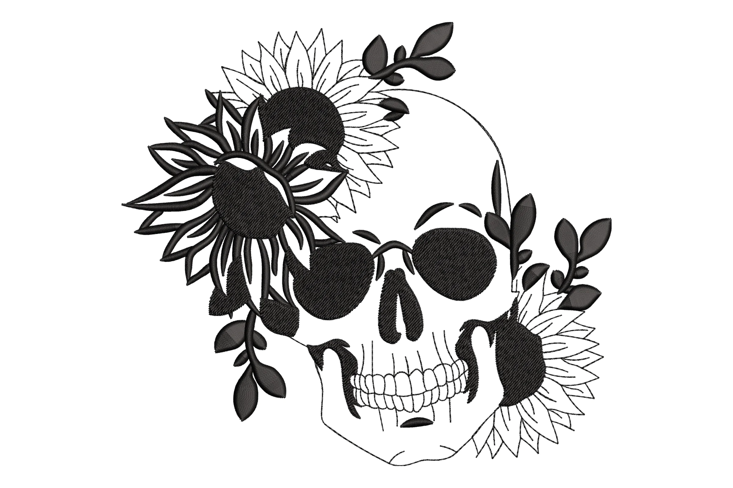Floral Skull Embroidery File