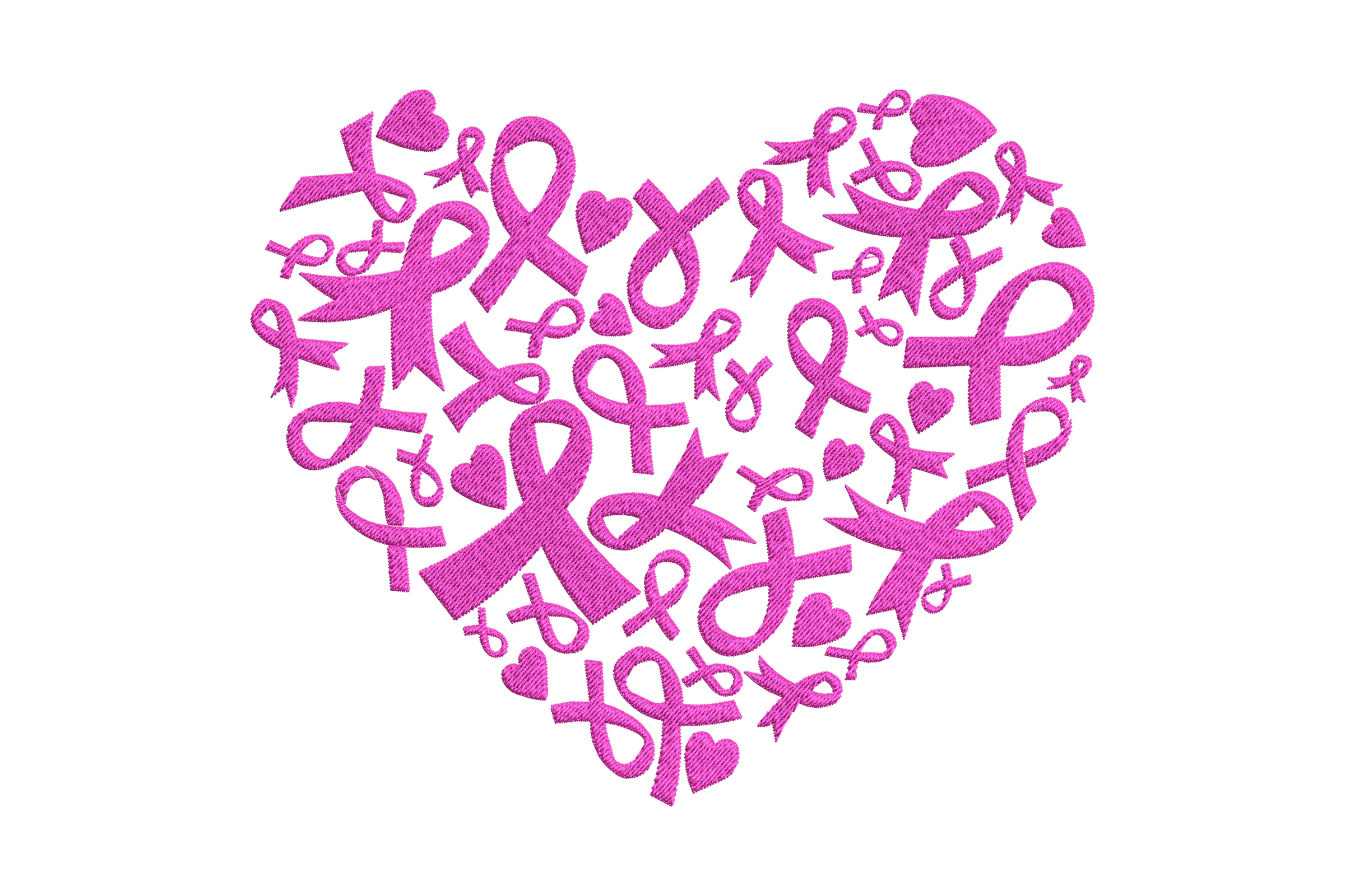 Pink Ribbon Heart Embroidery Design File