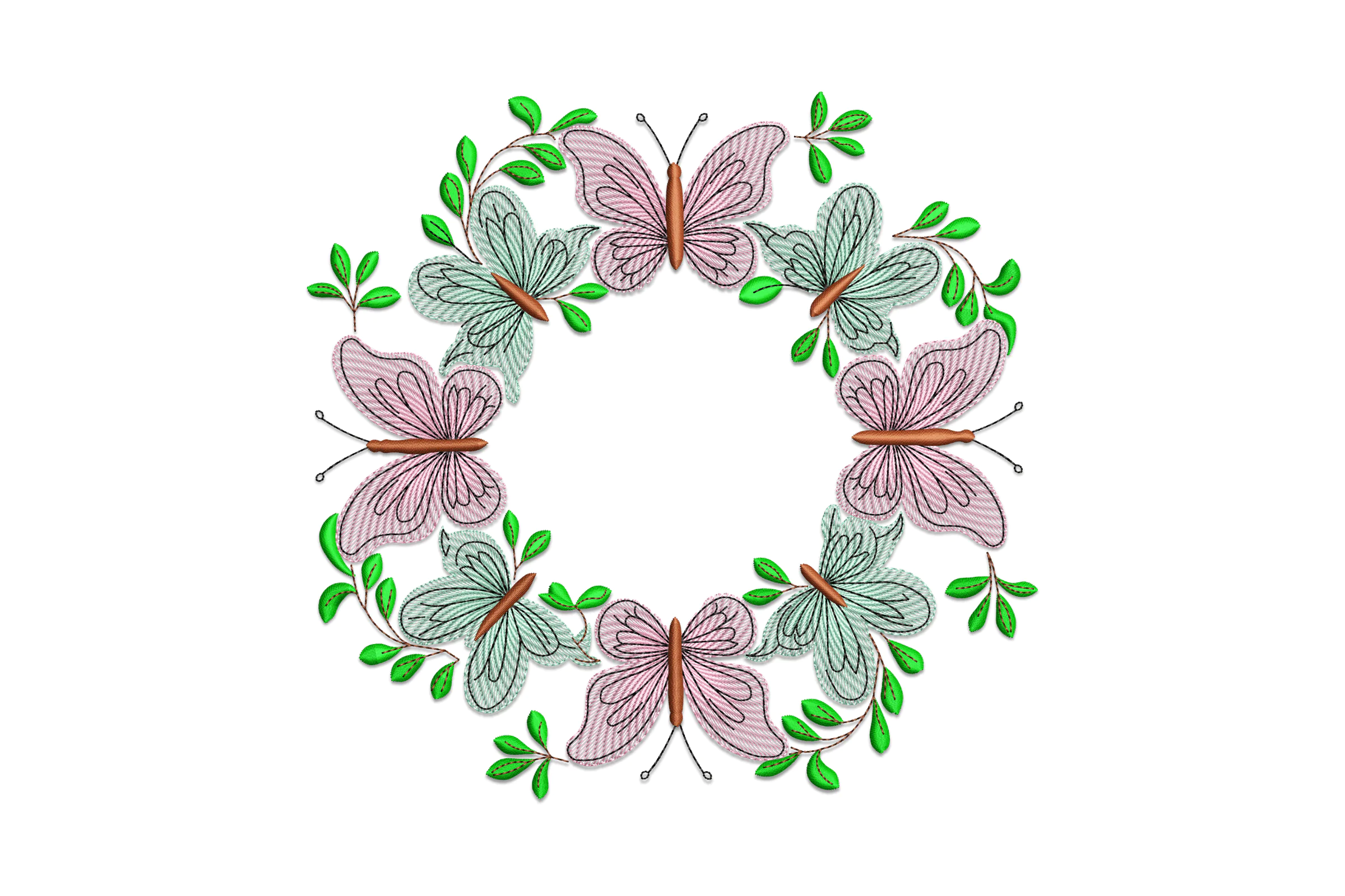 Floral With Butterfly Frames Embroidery Design