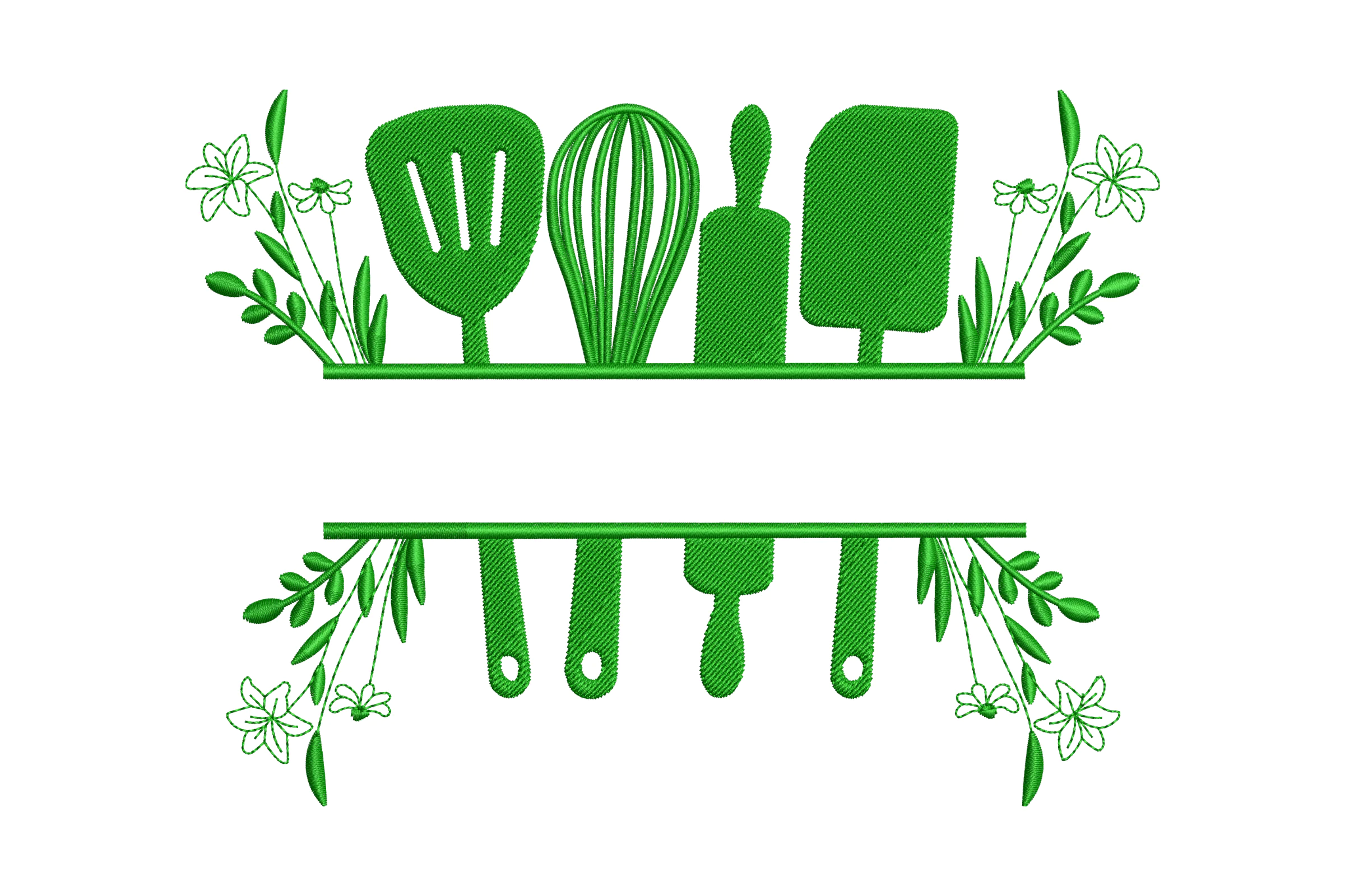 Kitchen Utensils Split Monogram Embroidery Design