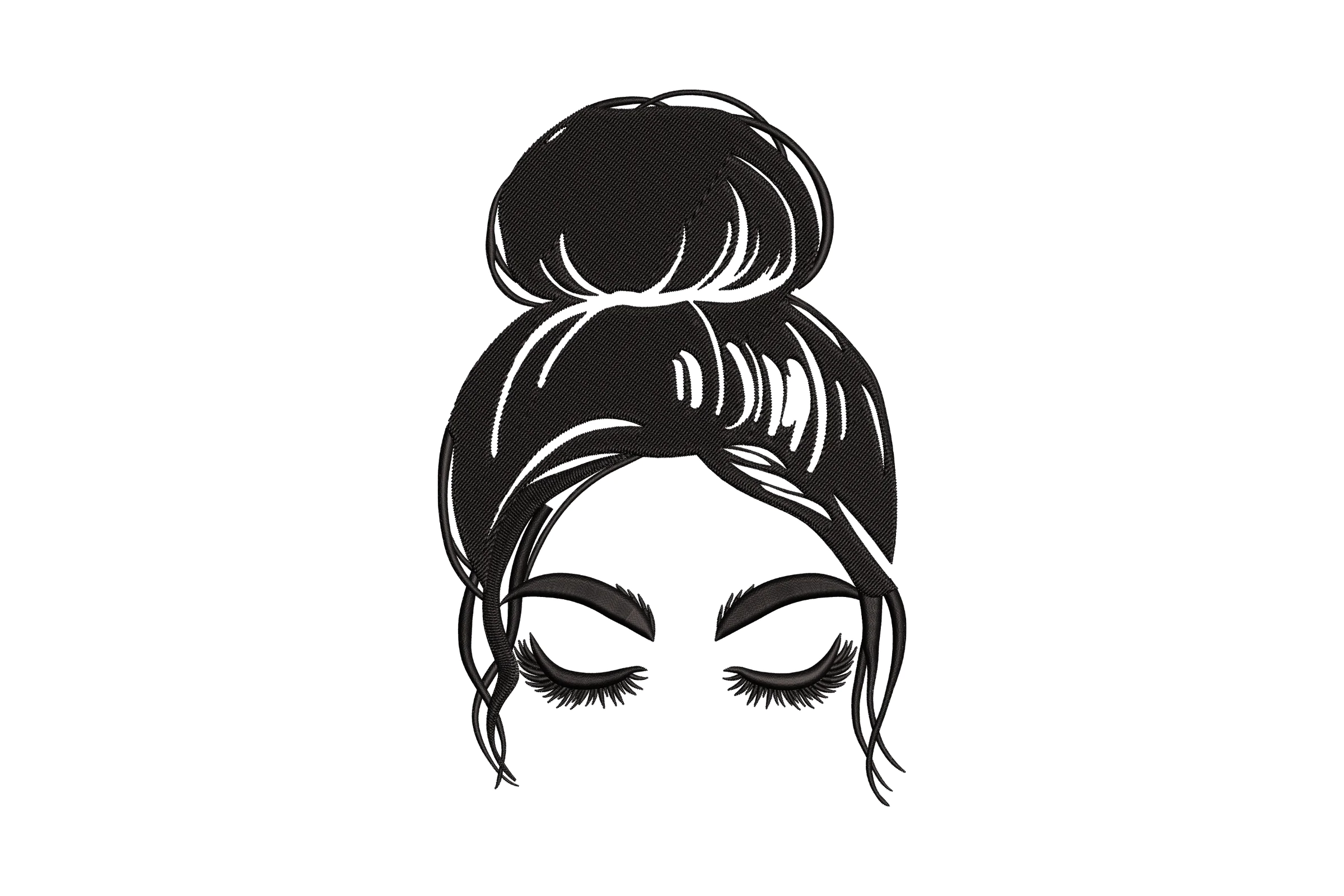 Messy Bun Embroidery Design File
