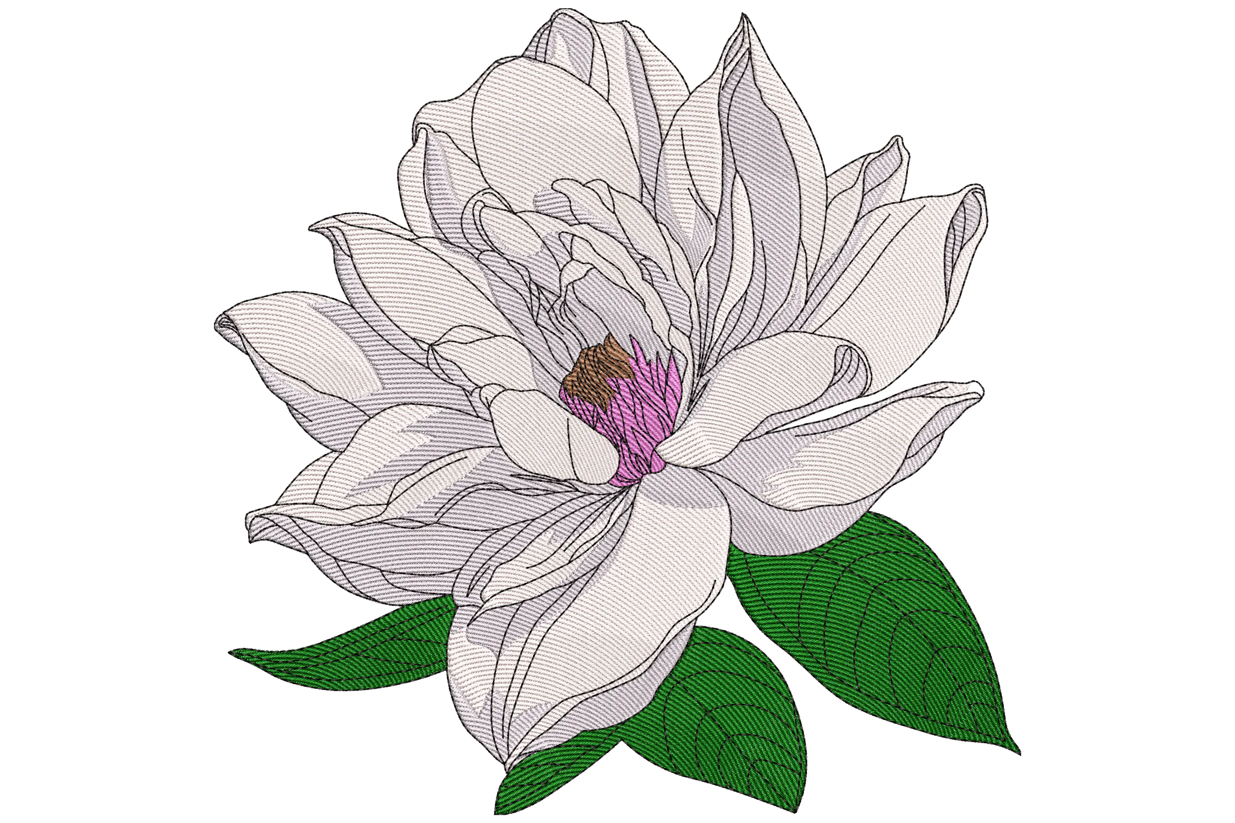 White Bloom Flower Embroidery Design