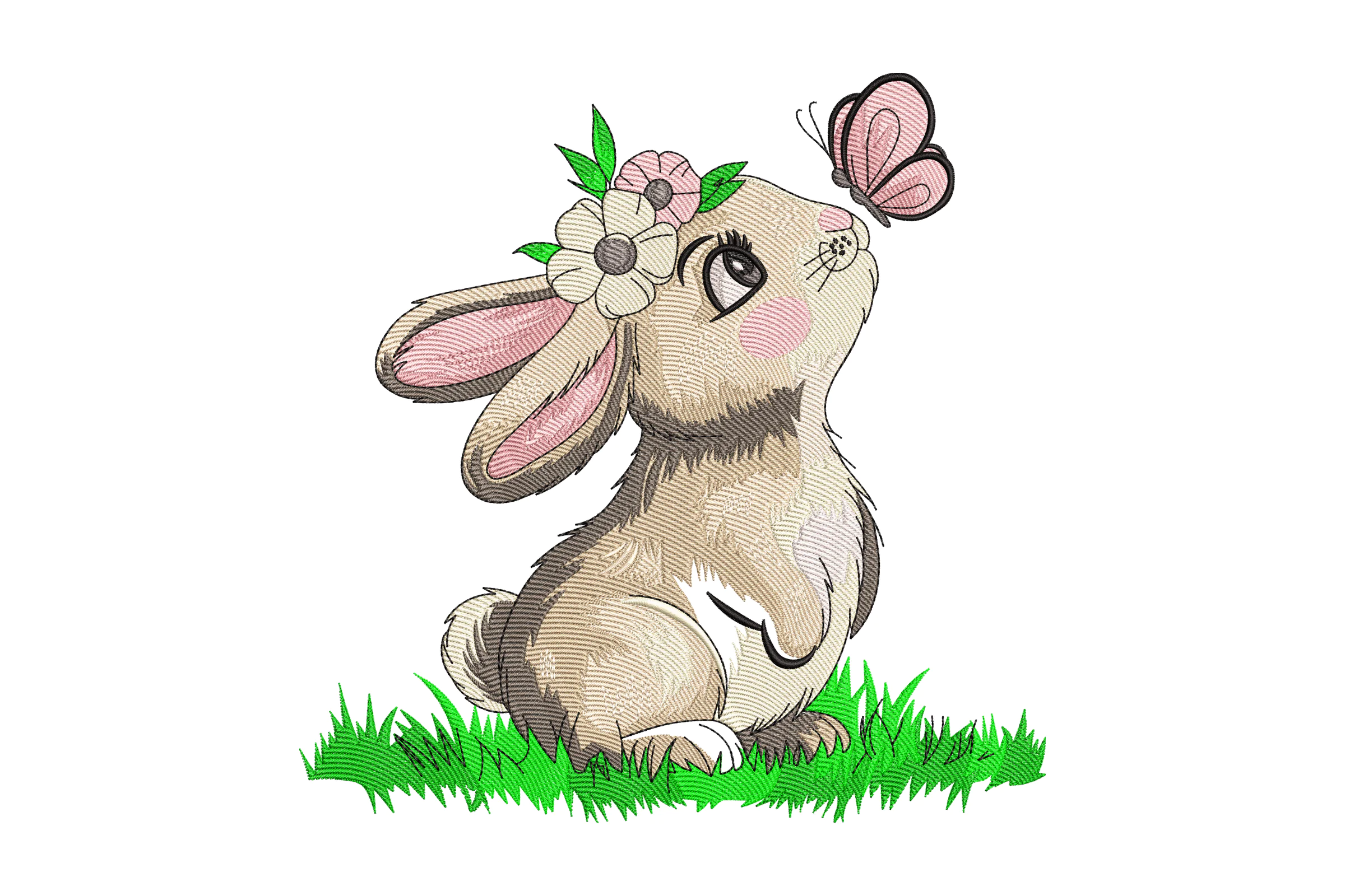 Easter Bunny With Butterfly Embroidery Design
