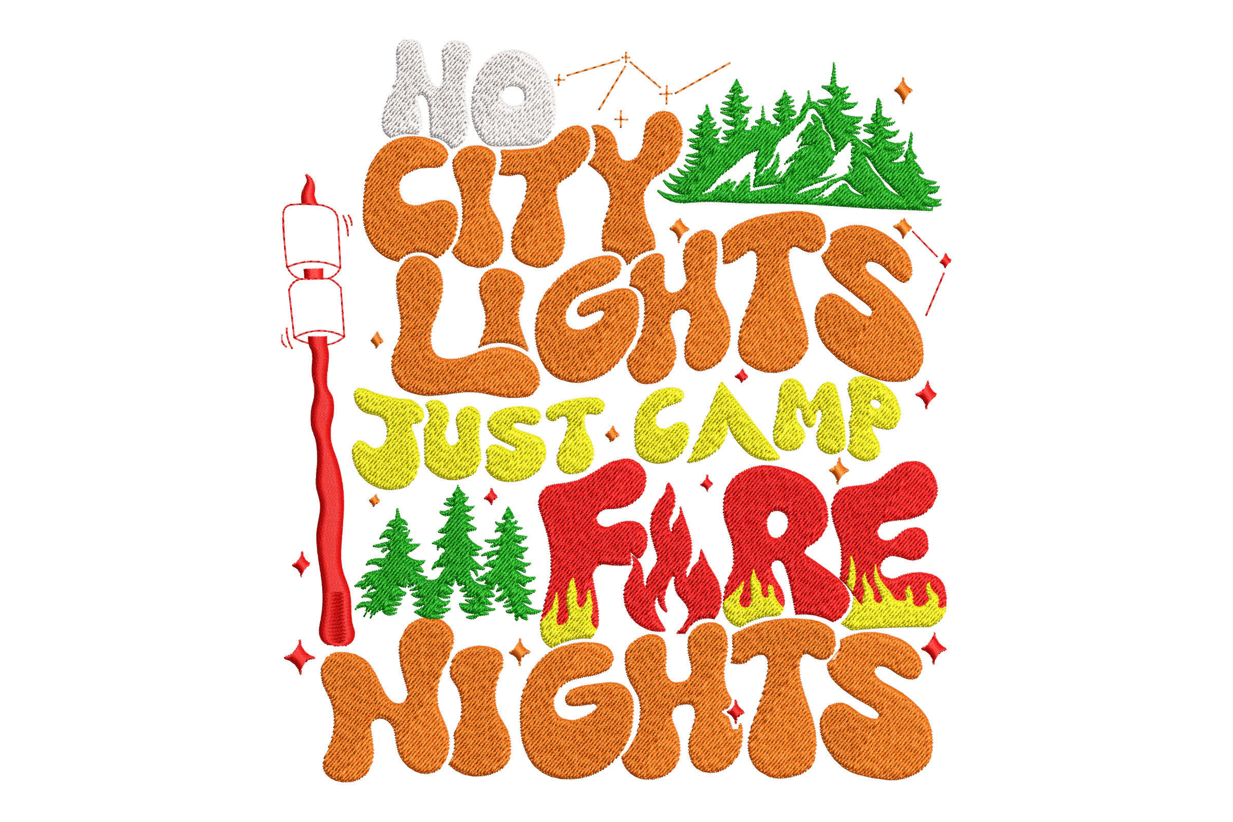Camp Fire Embroidery Design