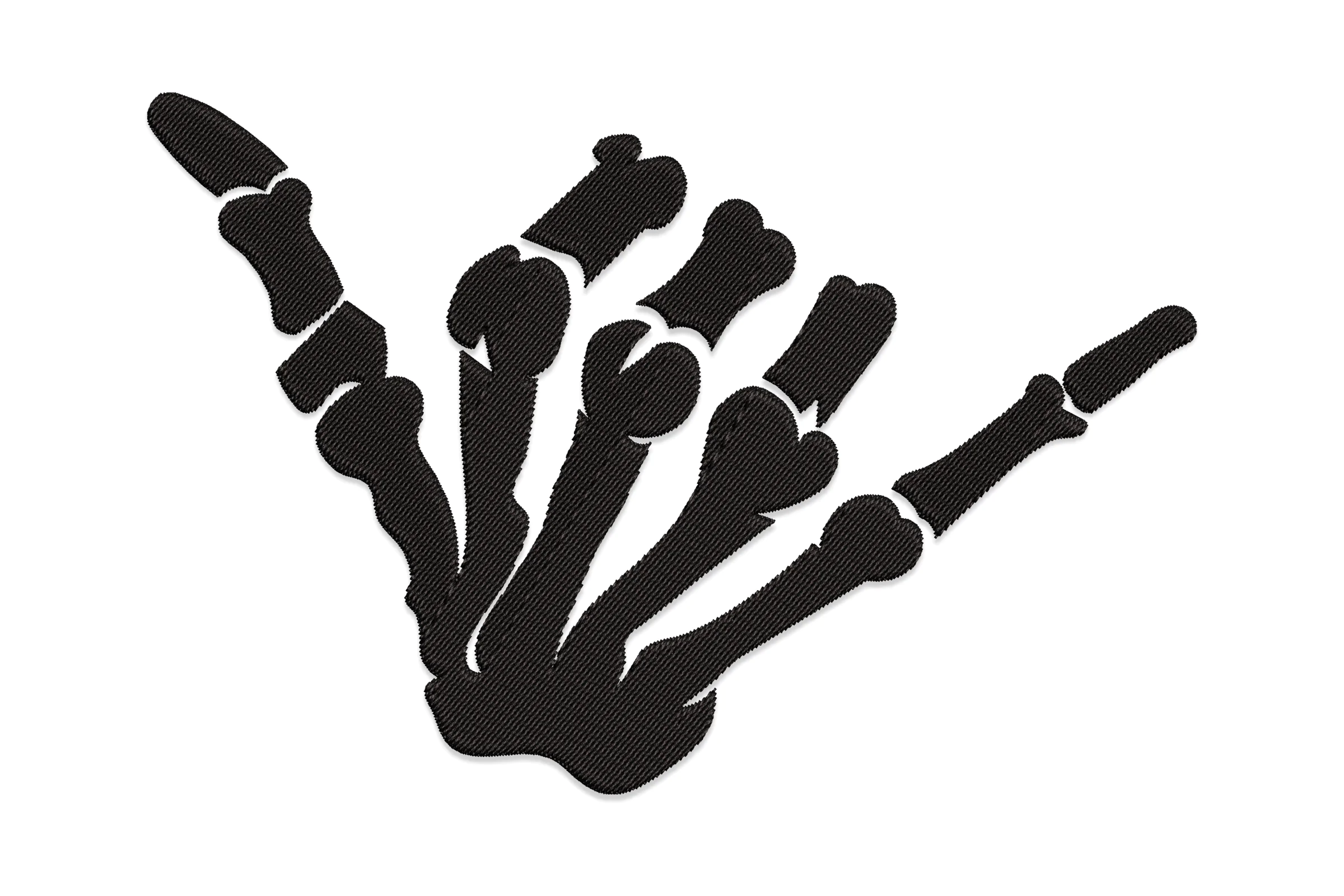 Skeleton Shaka Sign Embroidery Design
