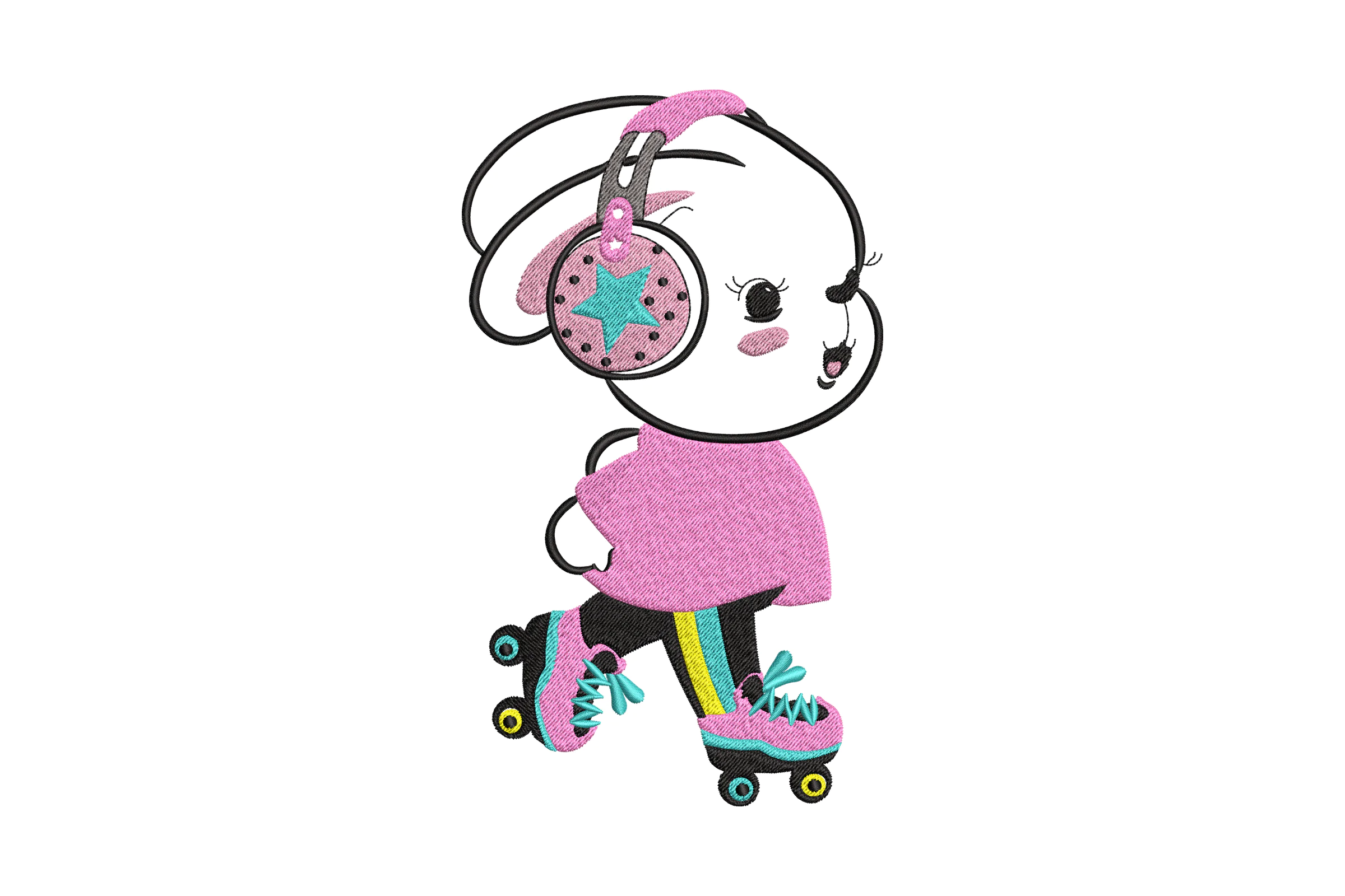 Girl Skating Embroidery Design