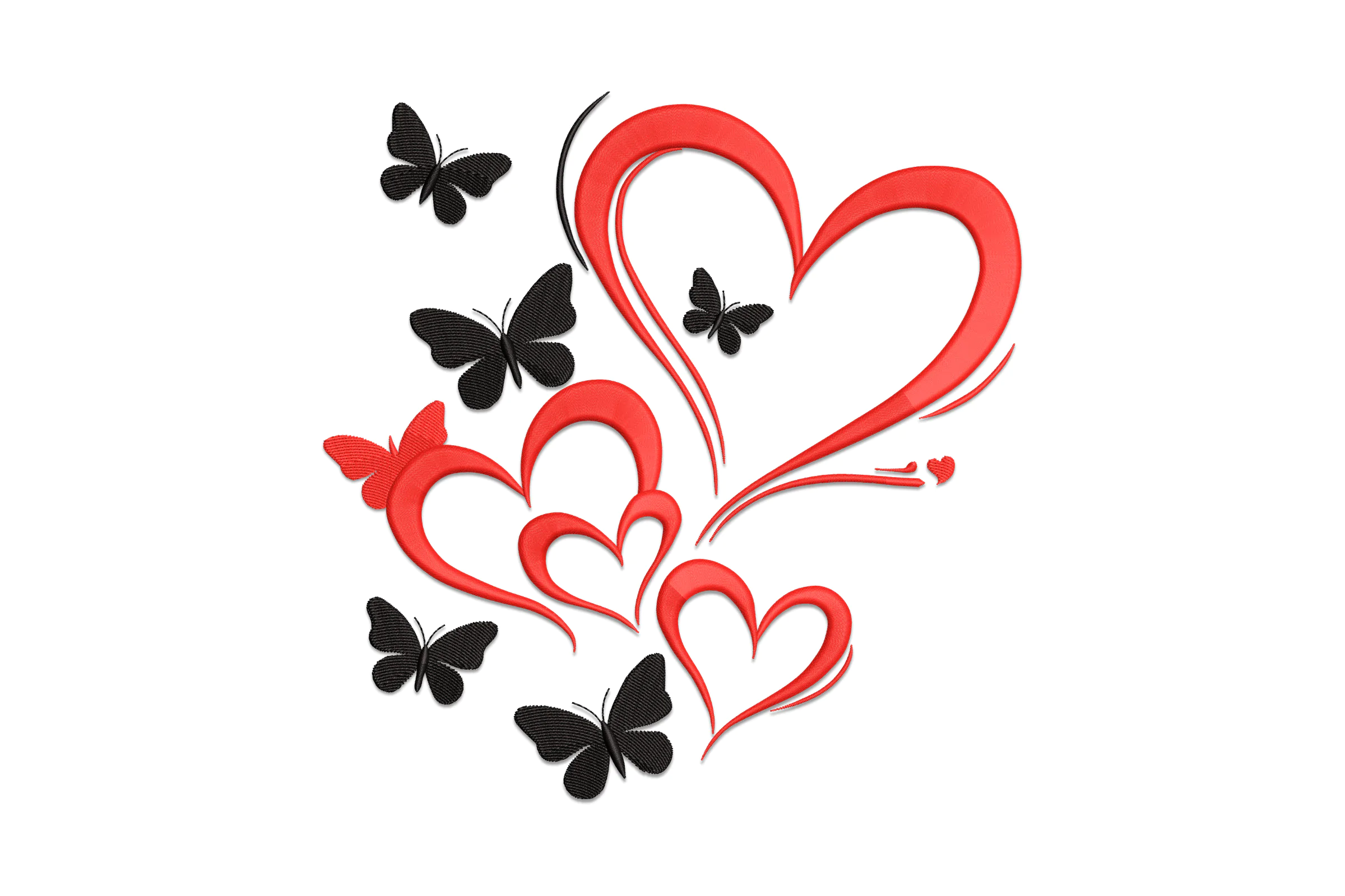 Heart With Butterfly Digital Embroidery Design