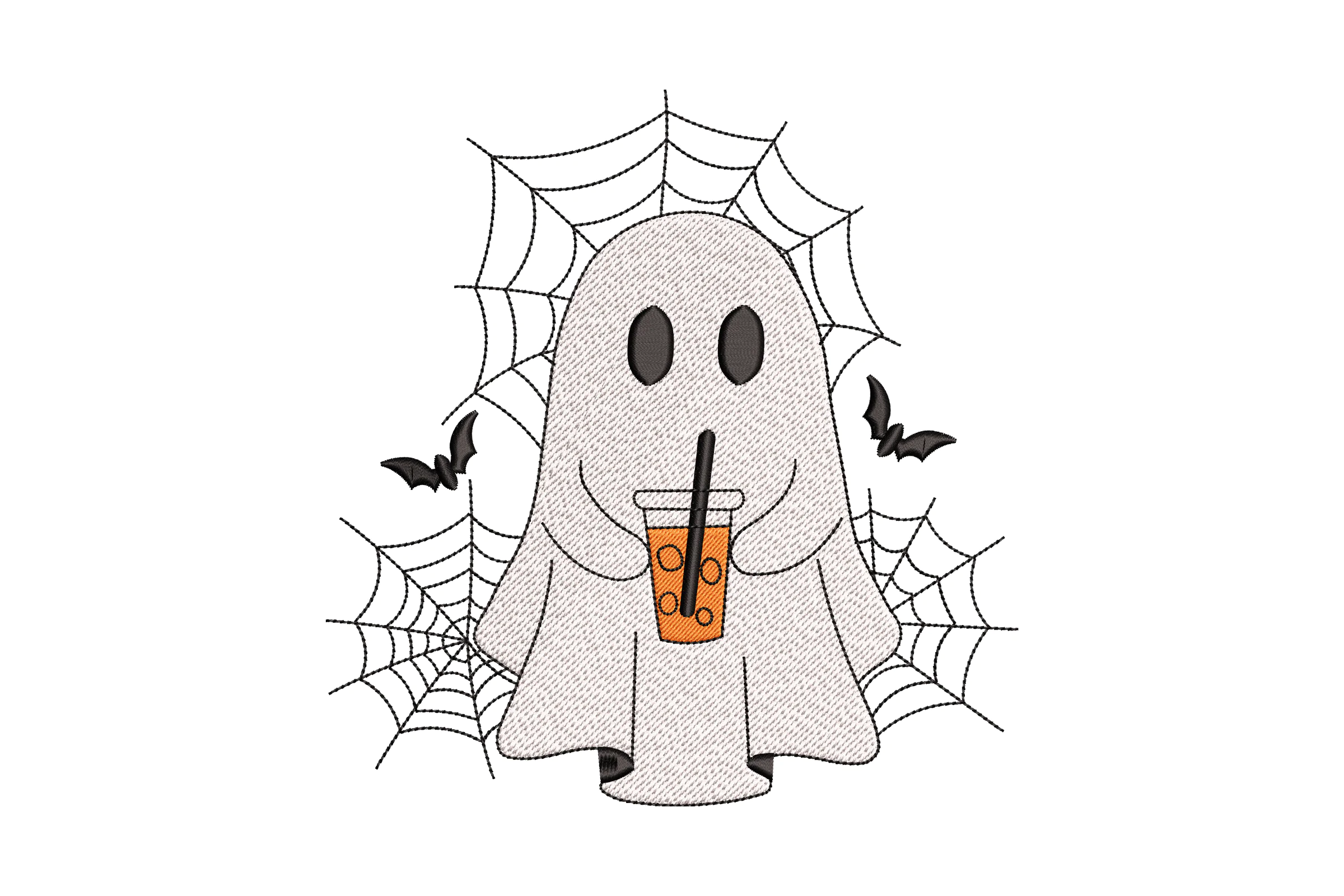 Halloween Ghost with Drink Embroidery Design