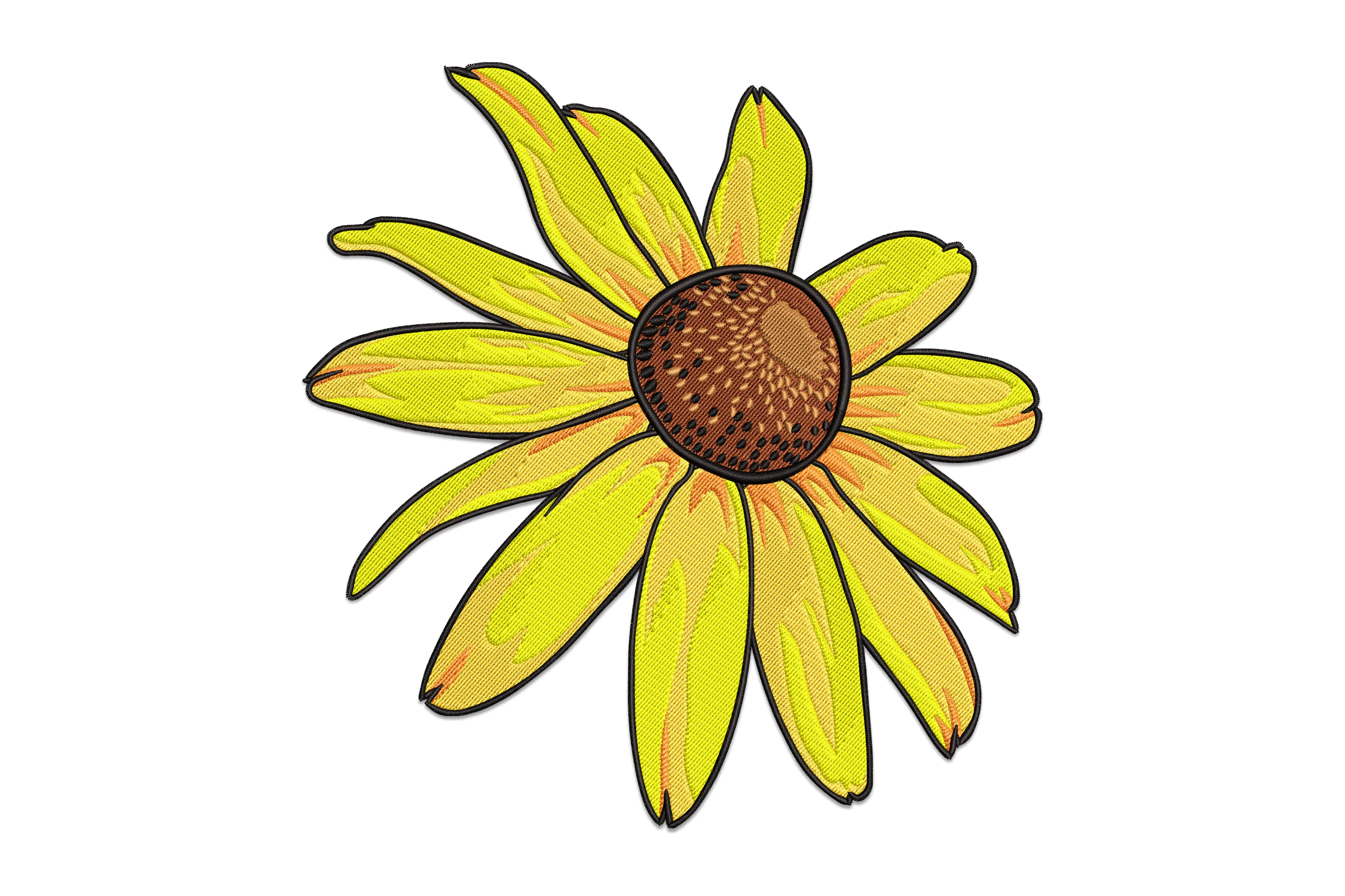 Sunflower with Leaf Machine Embroidery Design
