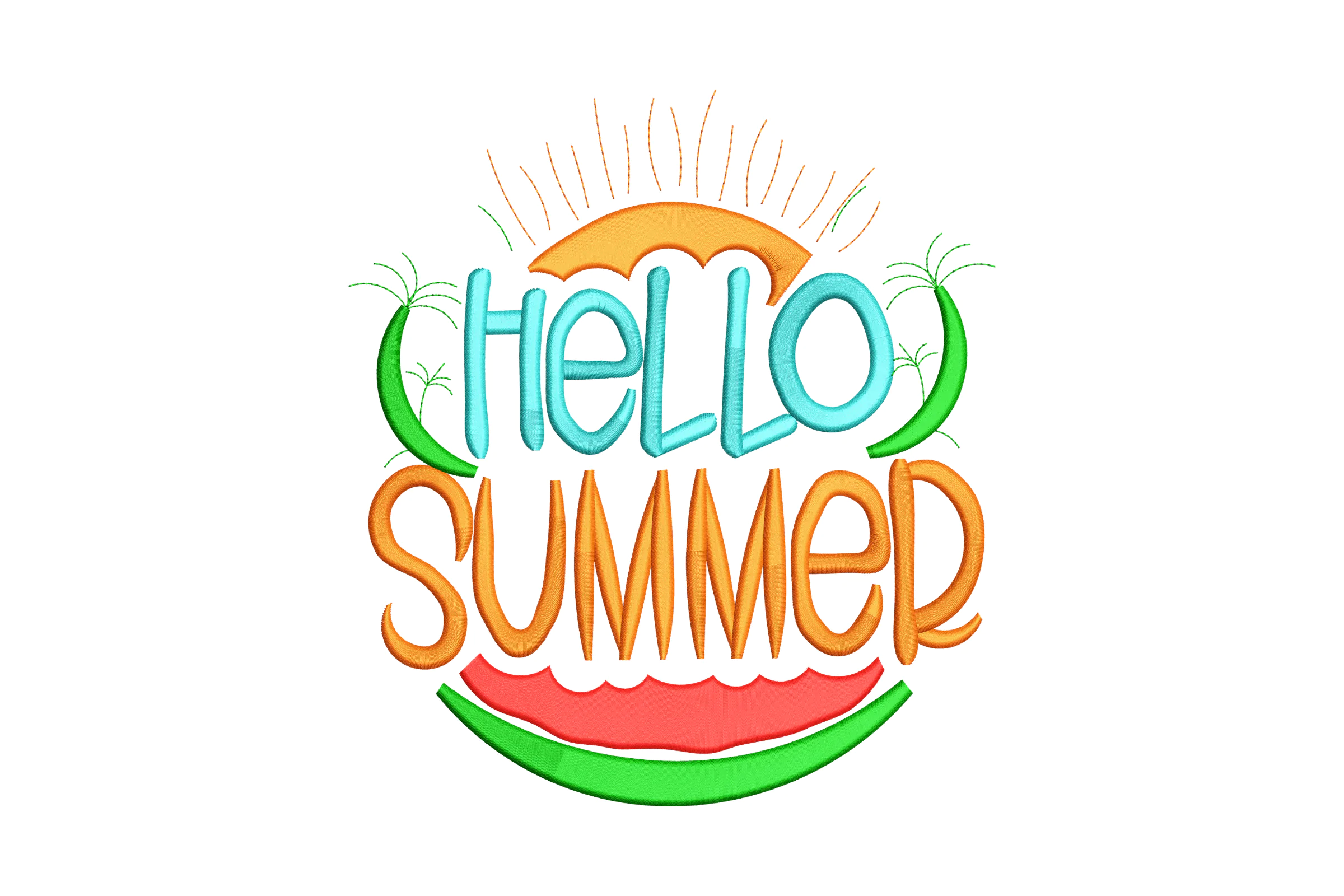 Hello Summer Embroidery Design Pattern