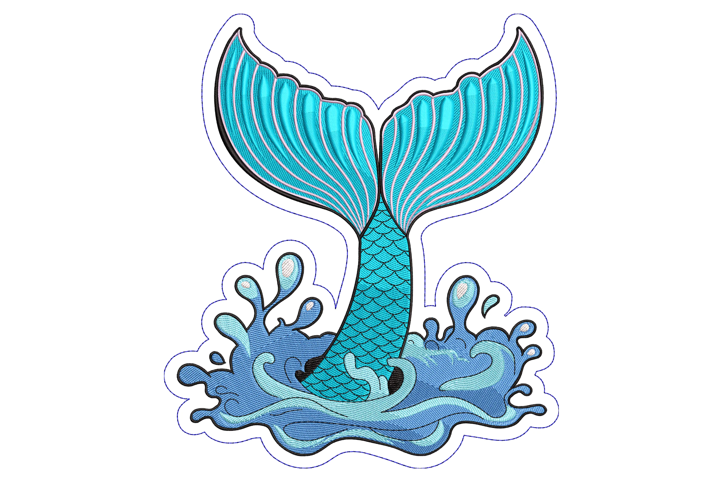 Mermaid Tail Embroidery Design Pattern