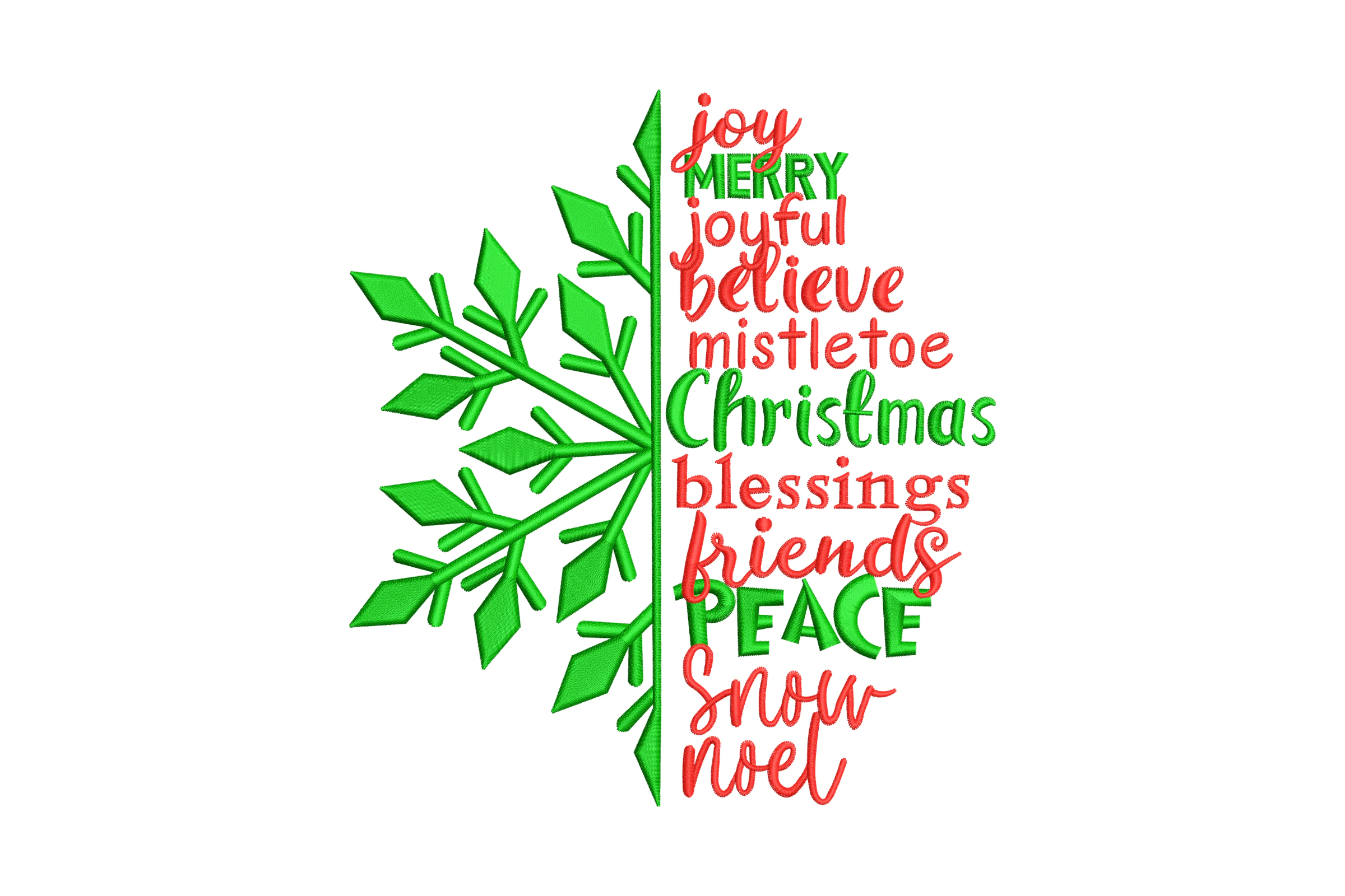 Christmas Snowflake with Joyful Words Embroidery Design
