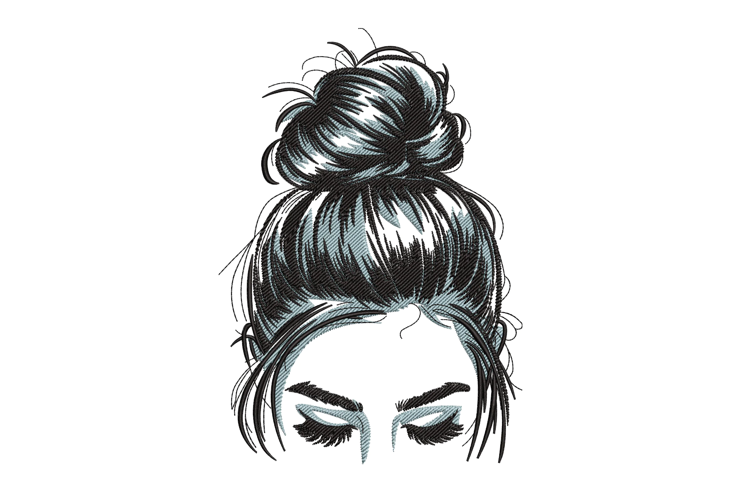 Woman's Hair Bun Embroidery Design