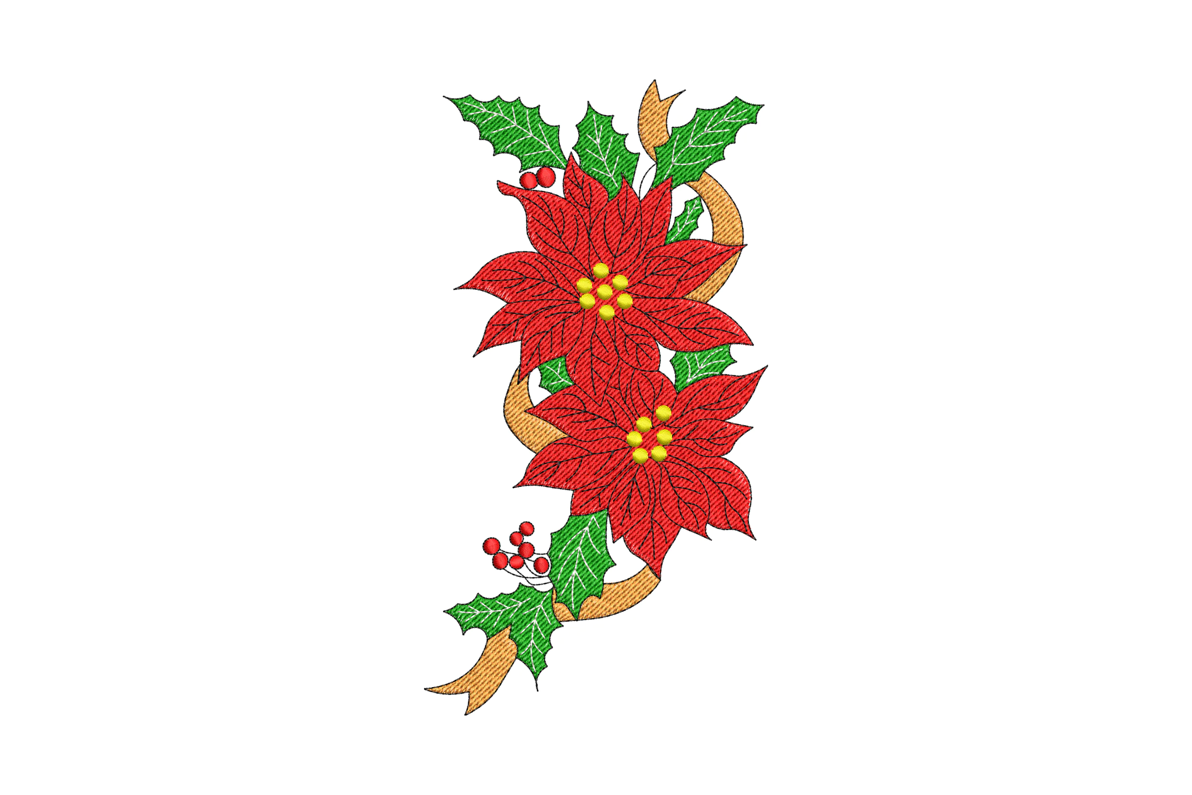Poinsettia Christmas  Embroidery Design