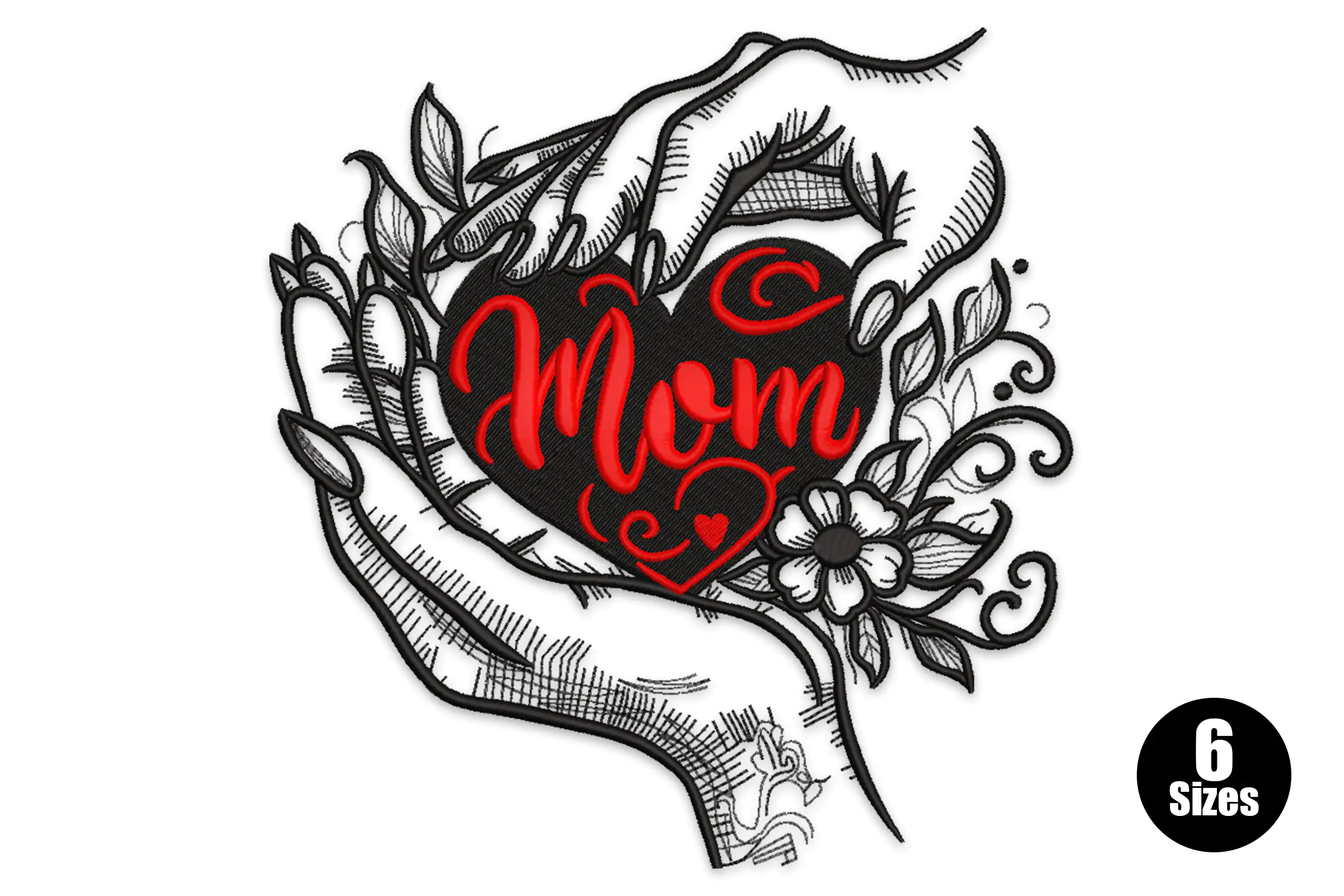 Mom Heart Mother's Day Love Embroidery Design