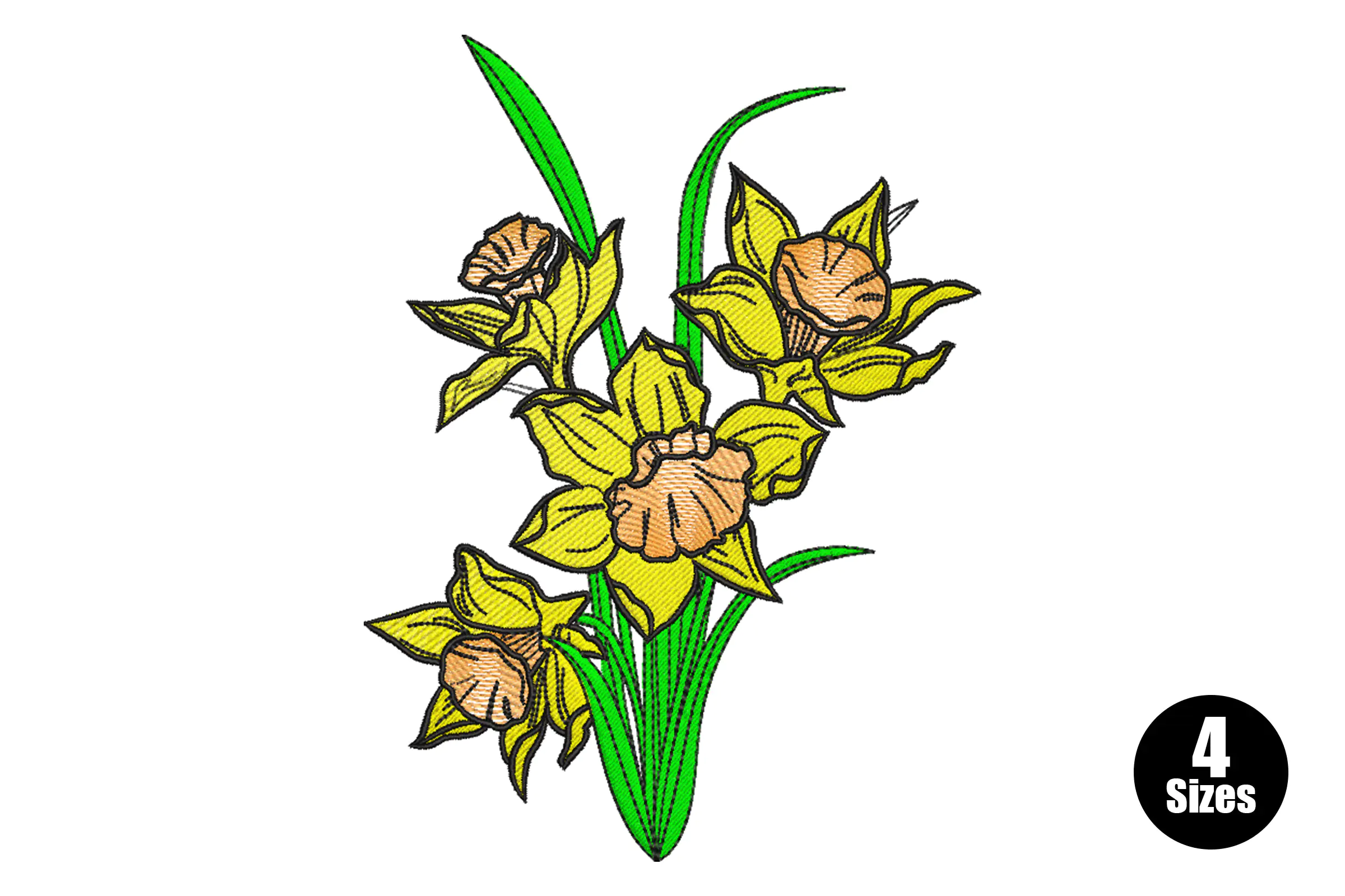 Daffodil Flowers Embroidery Design