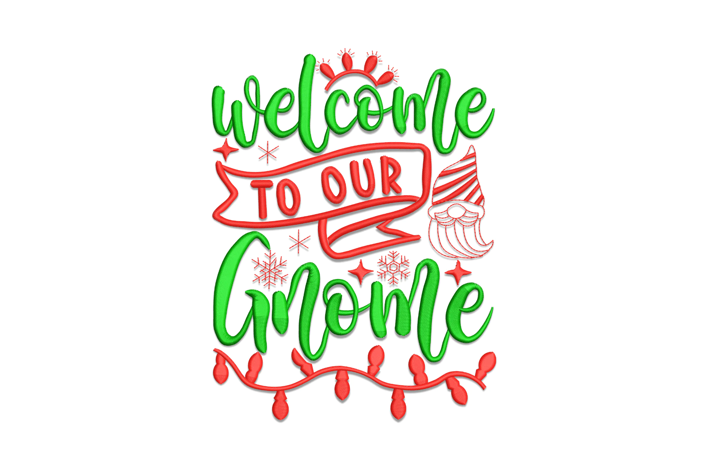 Welcome to Our Gnome Christmas Embroidery Design