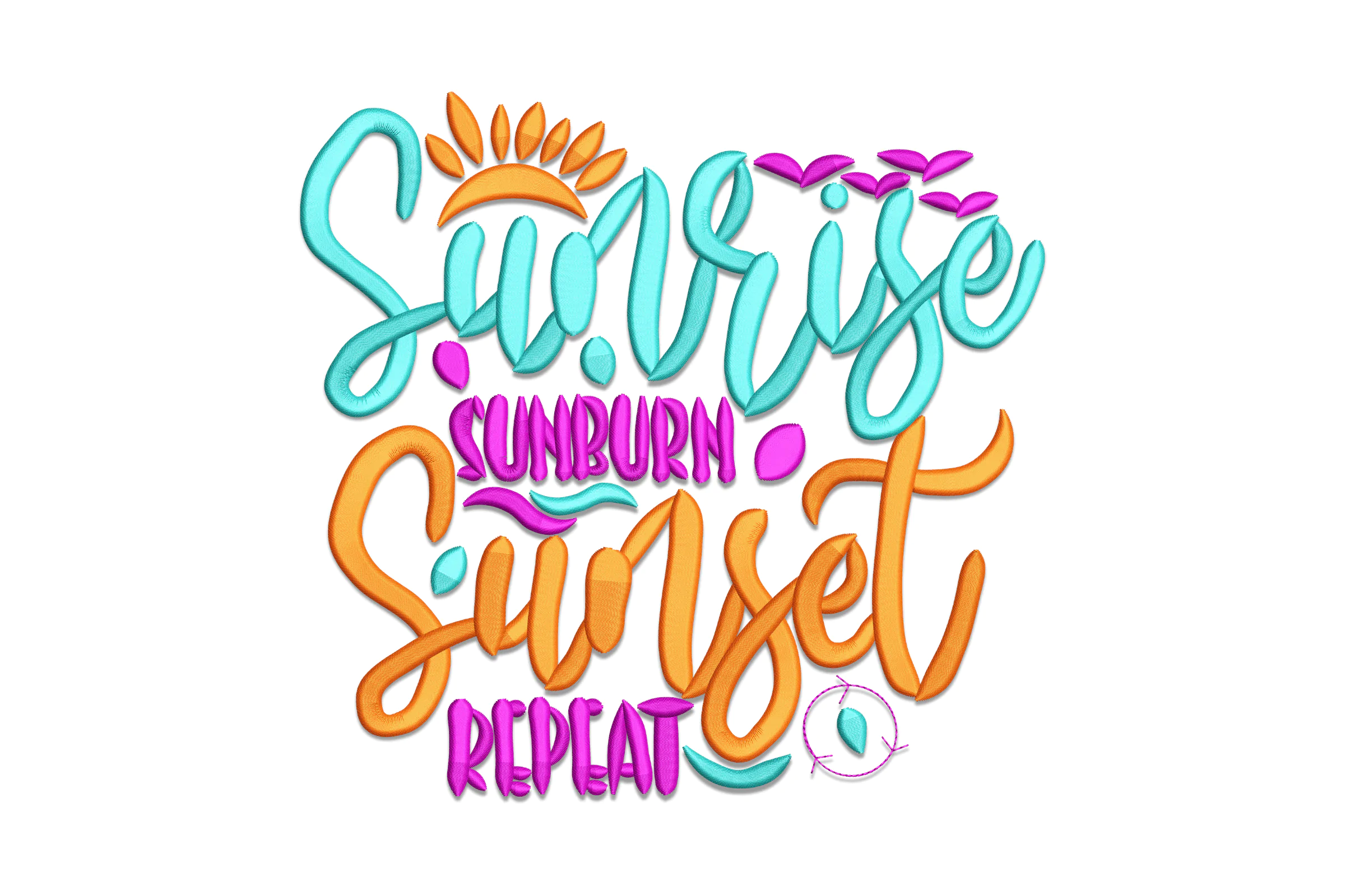 Sunrise, Sunburn, Sunset Repeat Embroidery Design