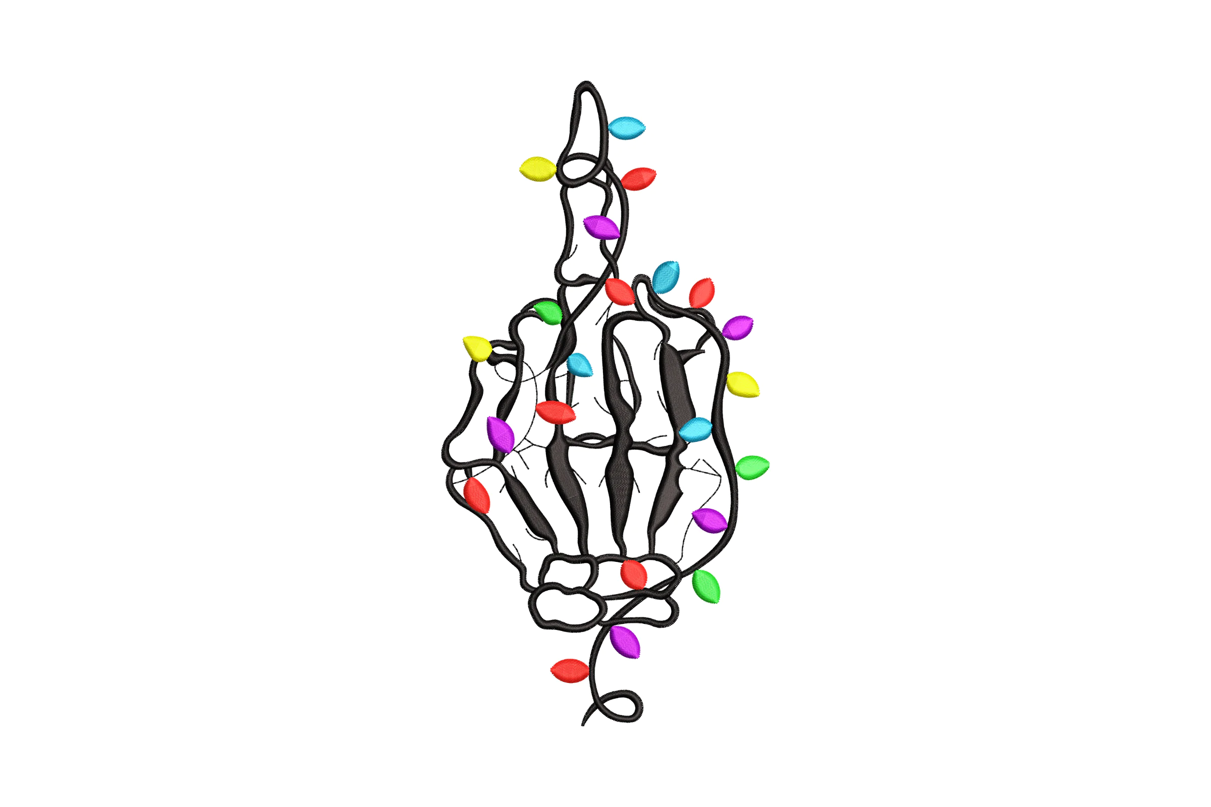 Flipping Skeleton Hand Christmas Embroidery Design