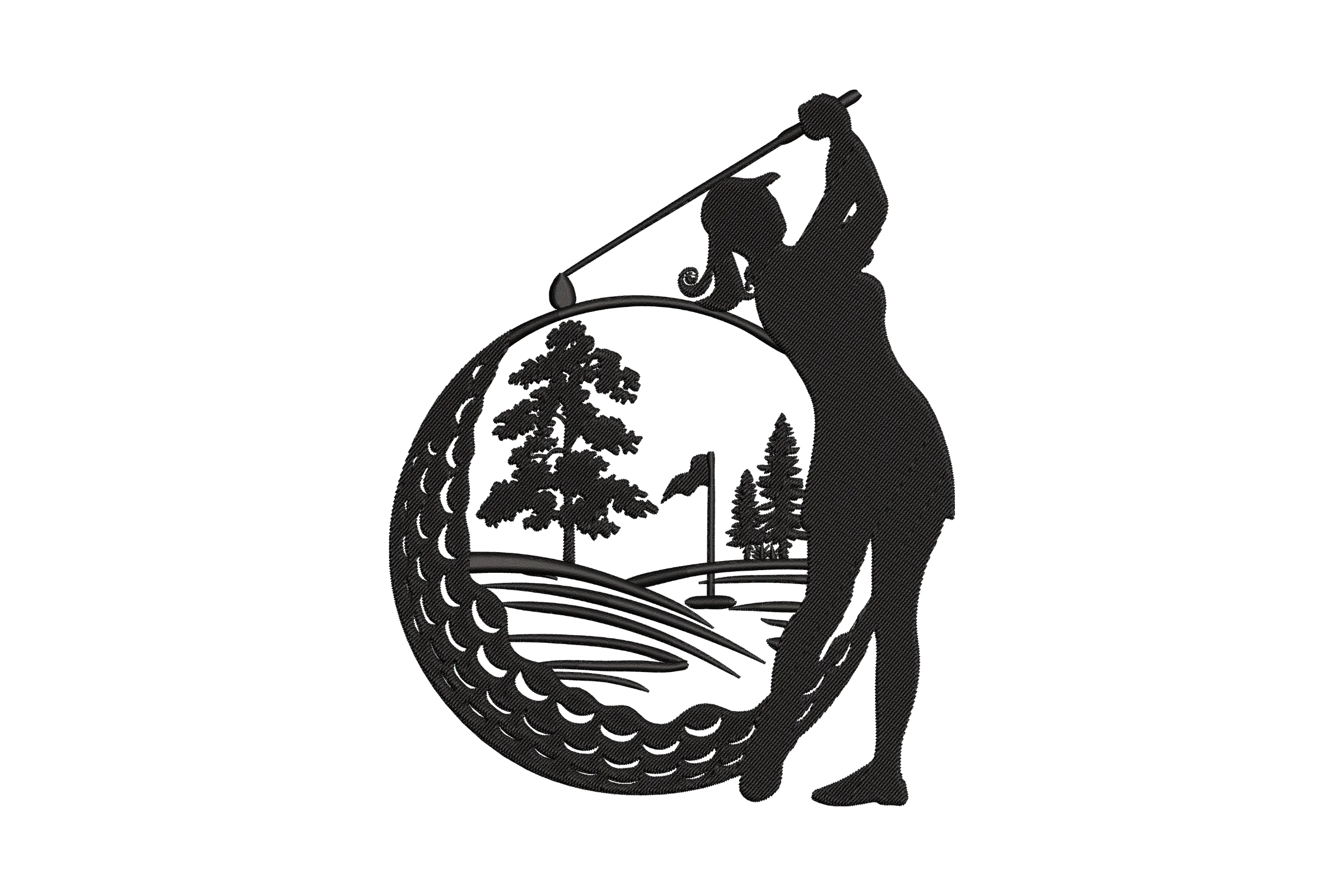 Golfing Woman Embroidery Design
