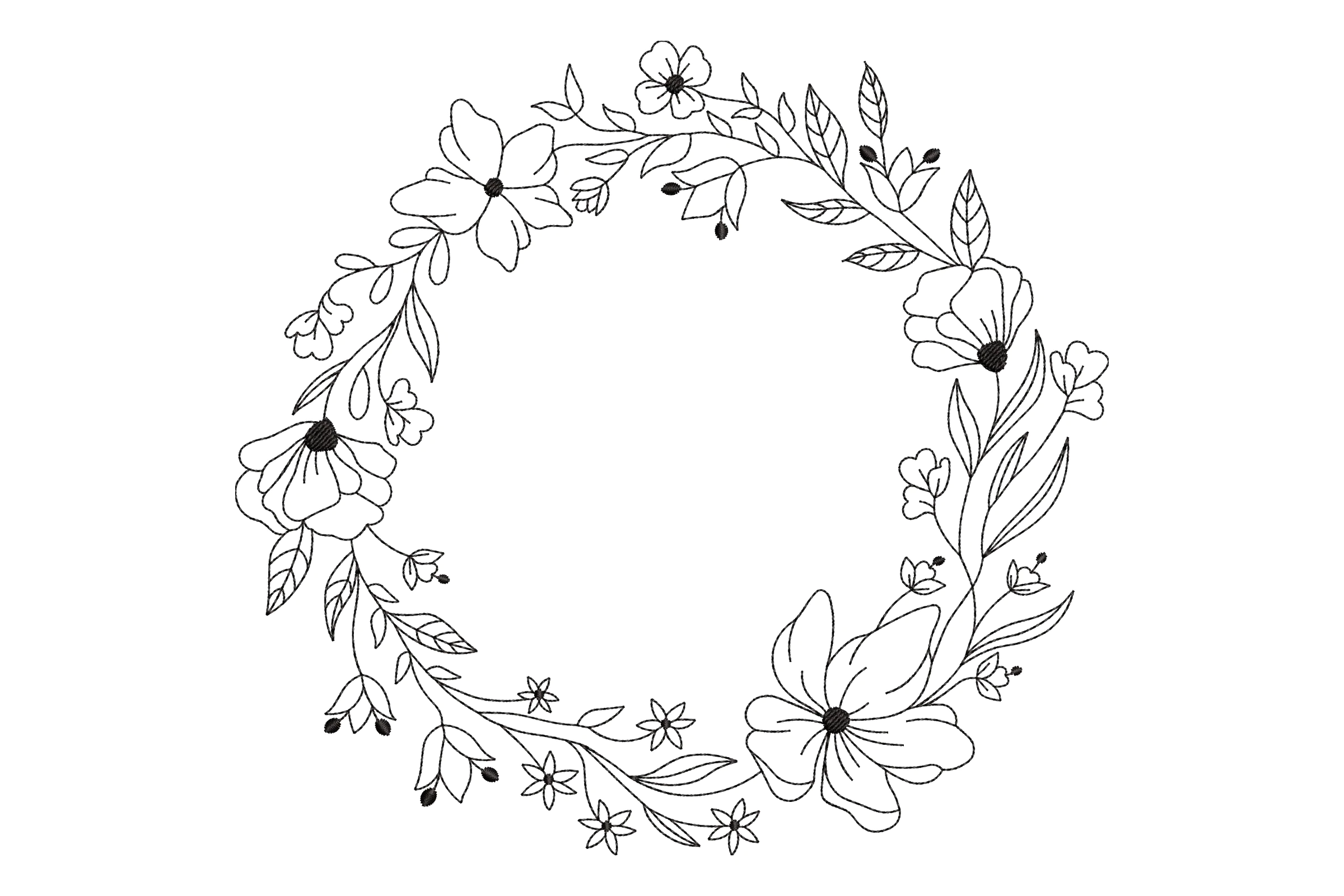 Floral Wreath Digital Embroidery Pattern