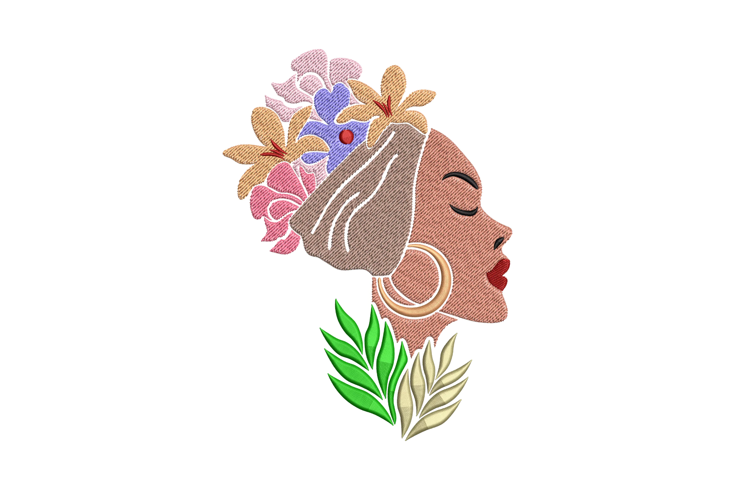 Floral Woman Embroidery Design