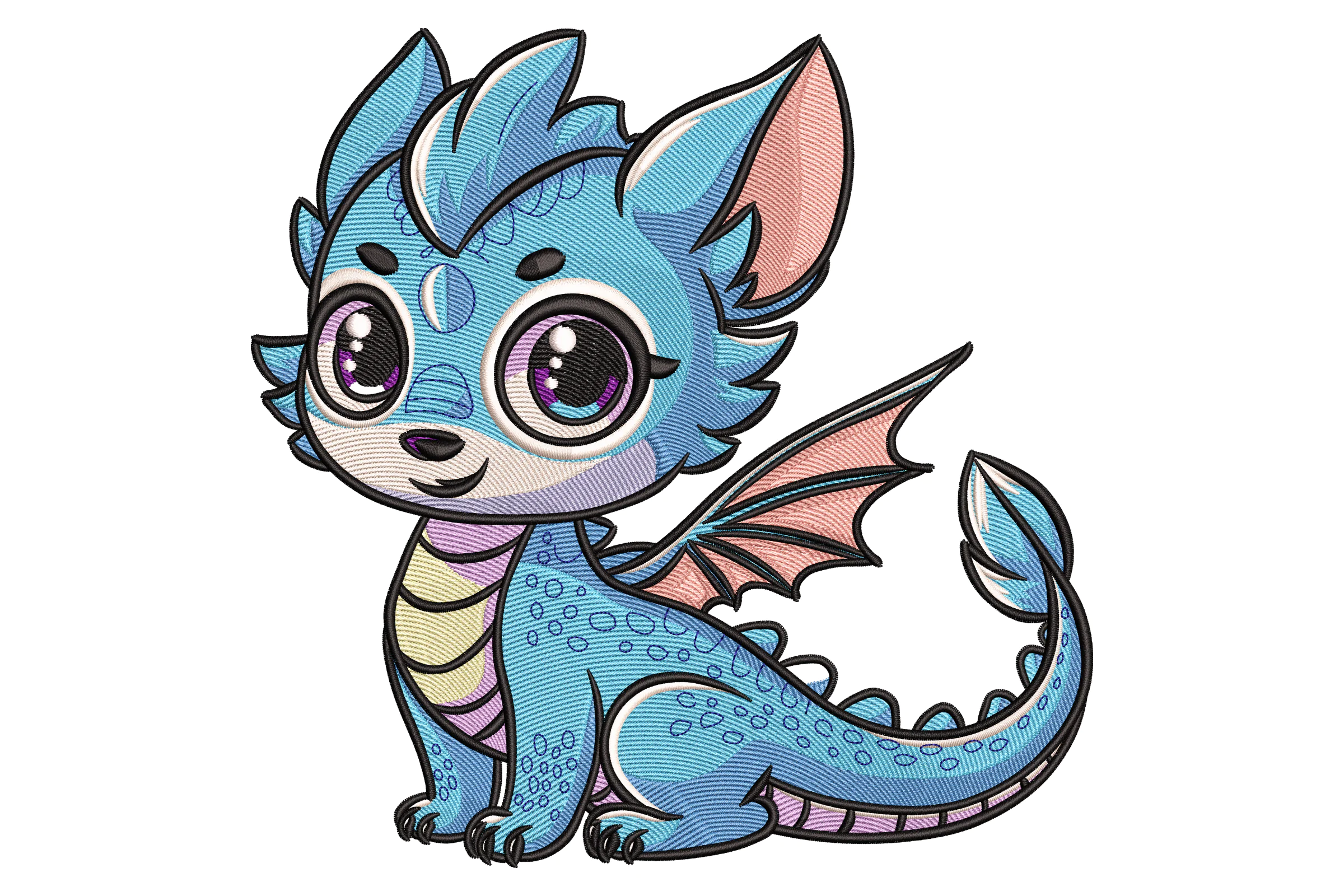 Blue Baby Dragon Embroidery Design