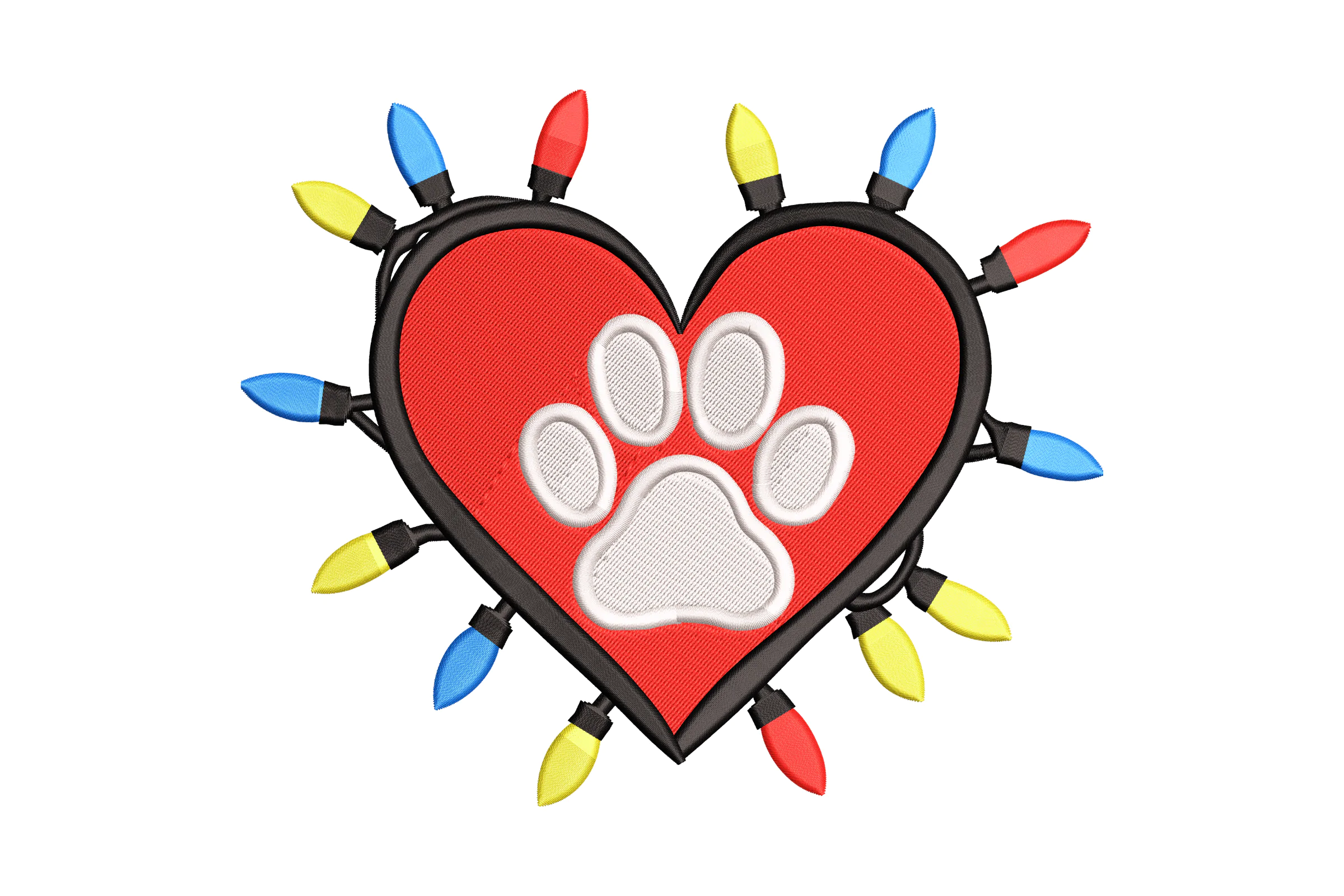 Dog Paw Prints Christmas Embroidery Machine Design
