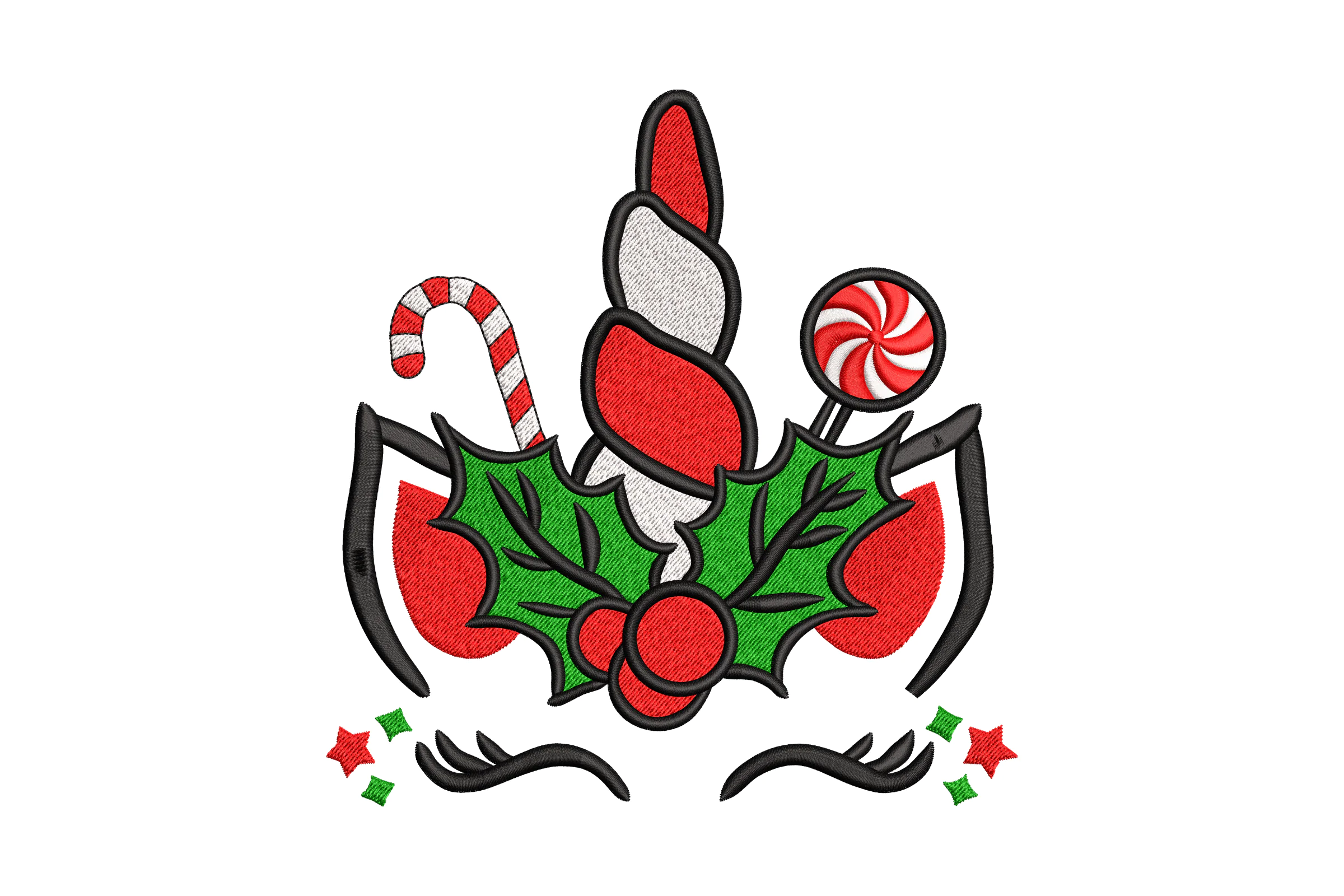 Christmas Unicorn Machine  Embroidery Design