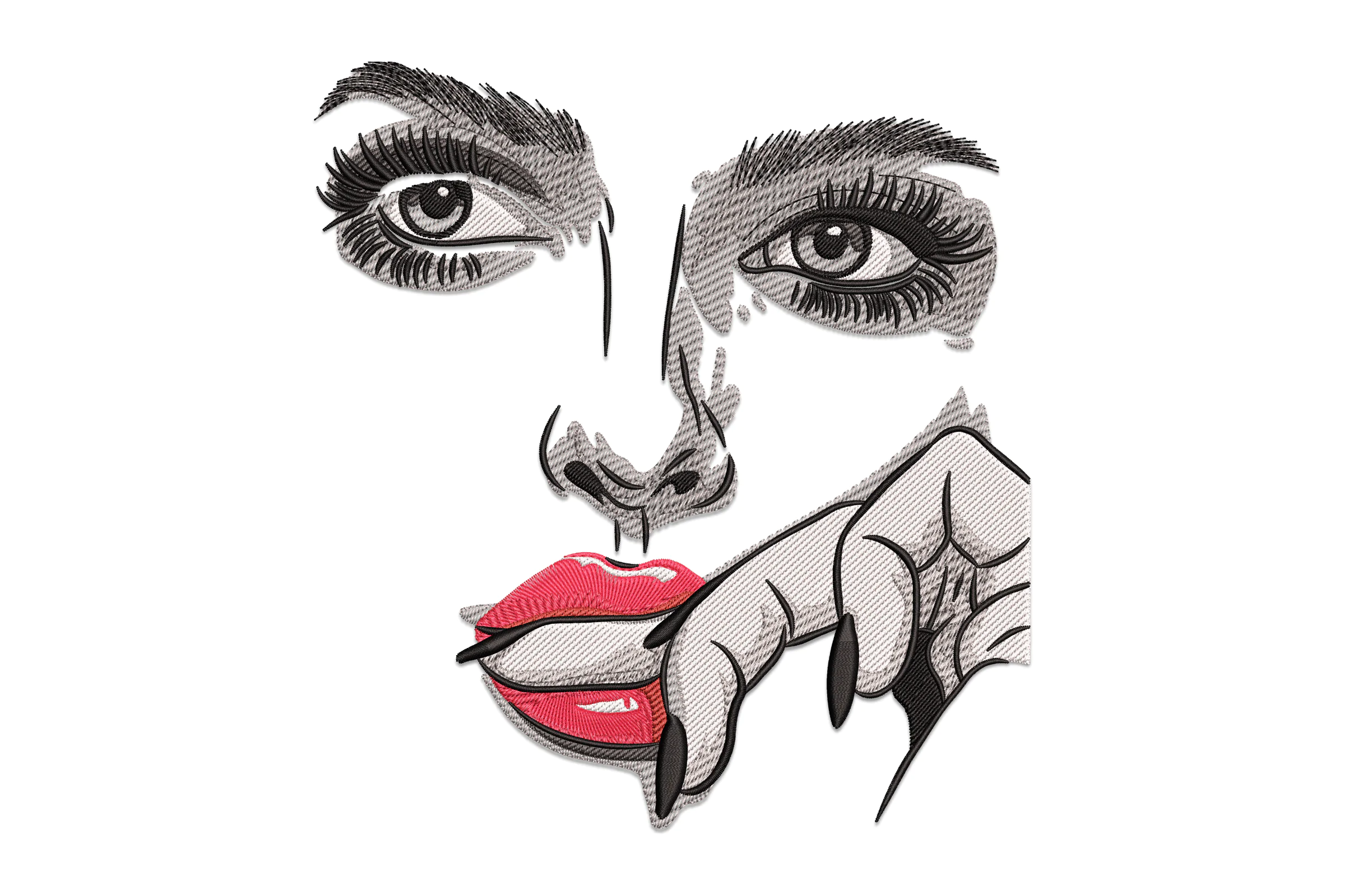 Bold and Alluring Face Embroidery Design