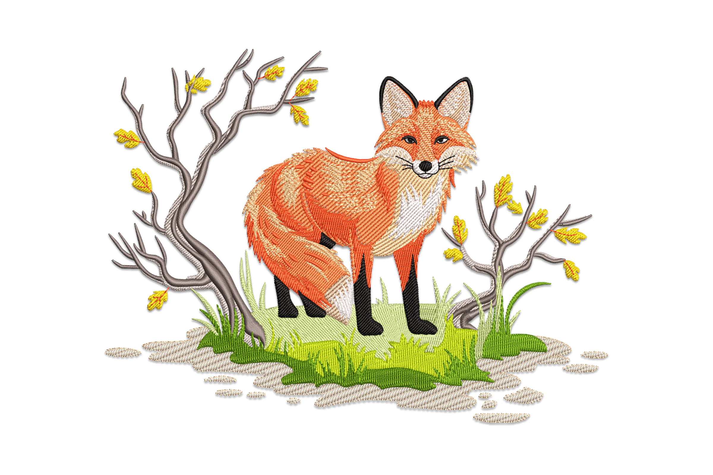 Fox In Flowers Embroidery Design