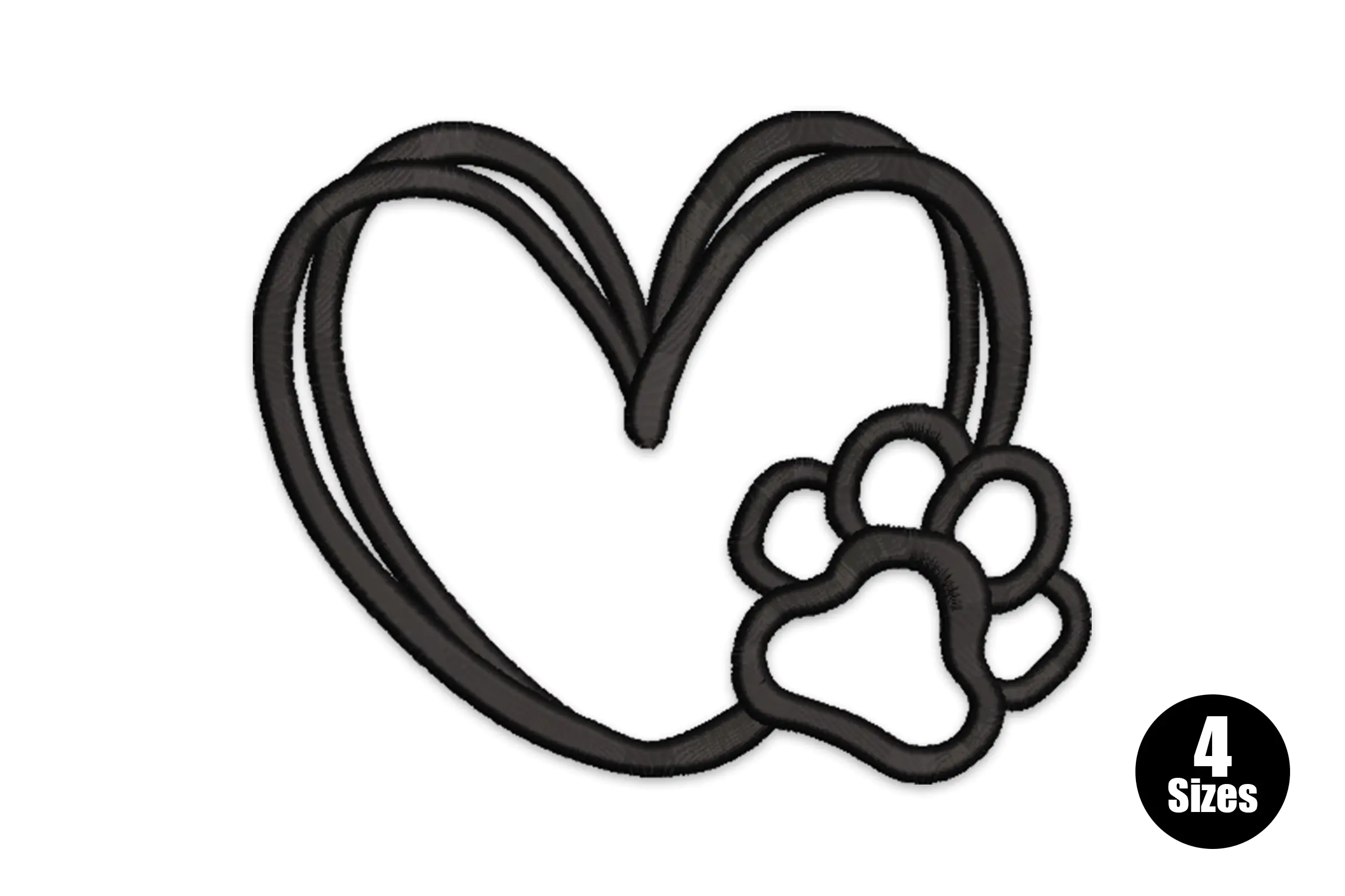 Dog Paw Heart Embroidery Design File