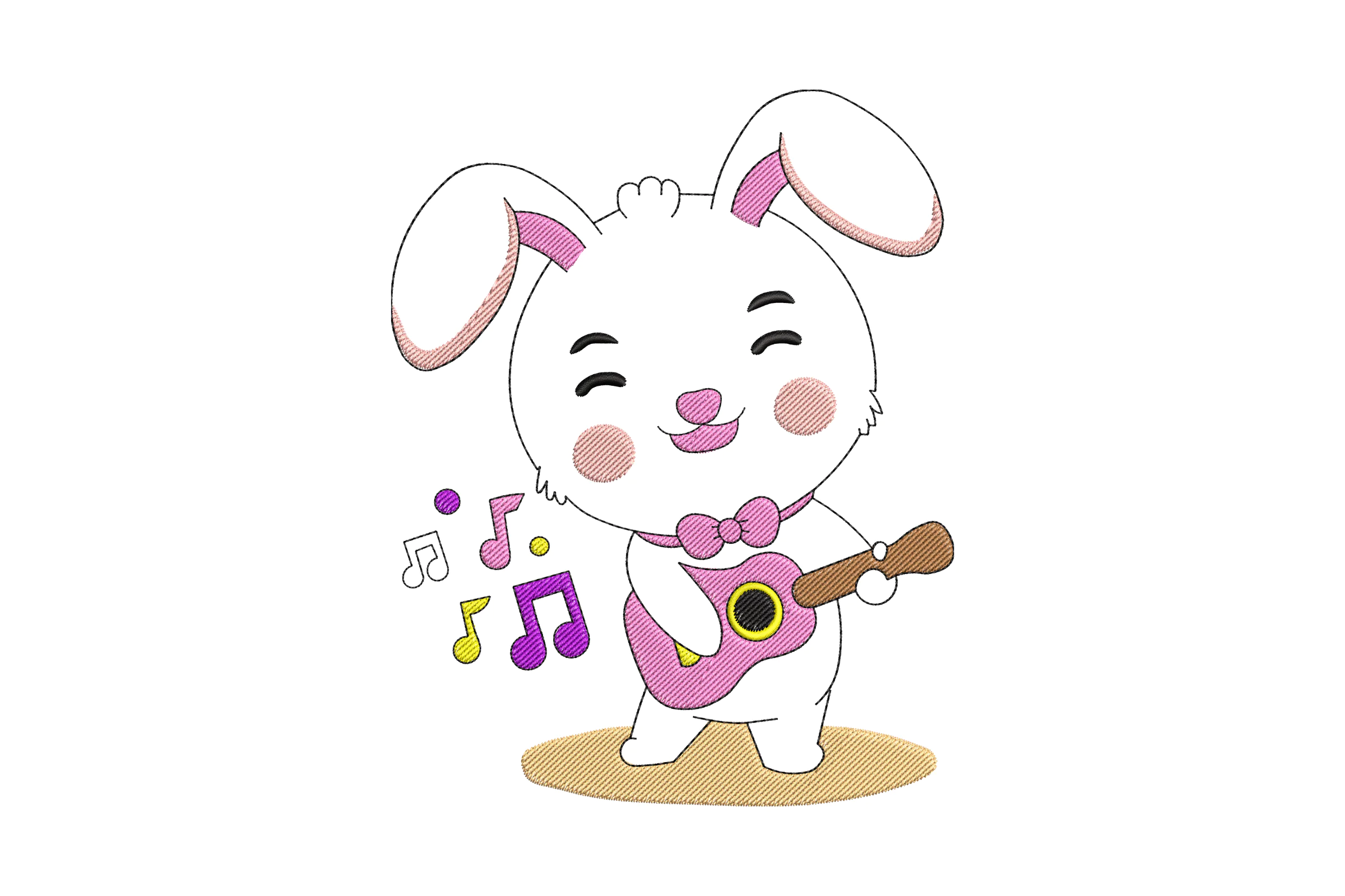 Cute Rabbit Sketch Embroidery Design