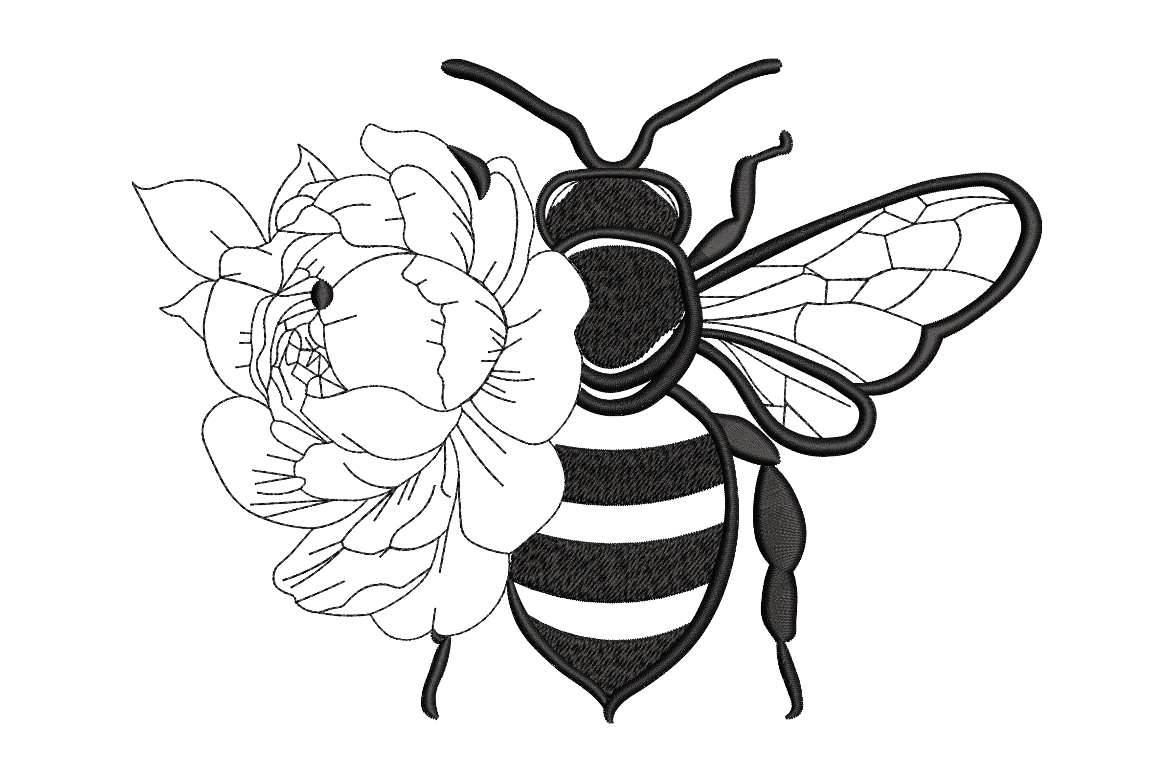 Floral Bumblebee Embroidery File