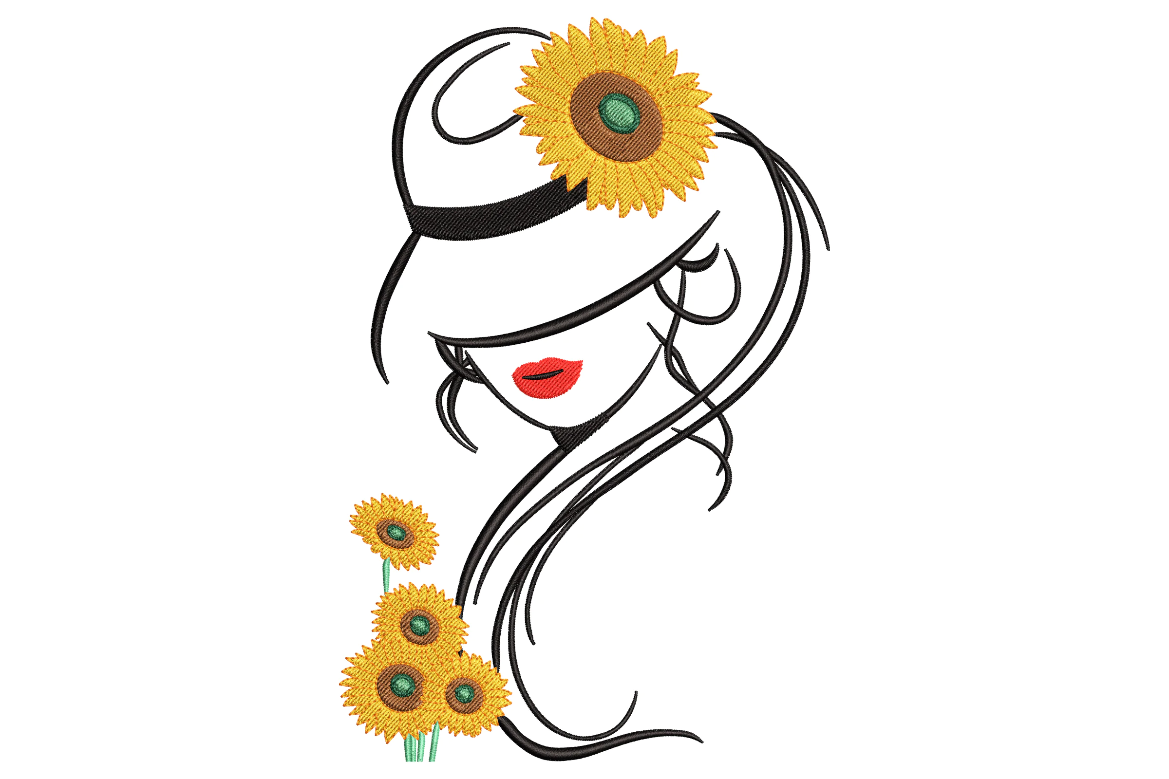Sunflower Lady Embroidery Design