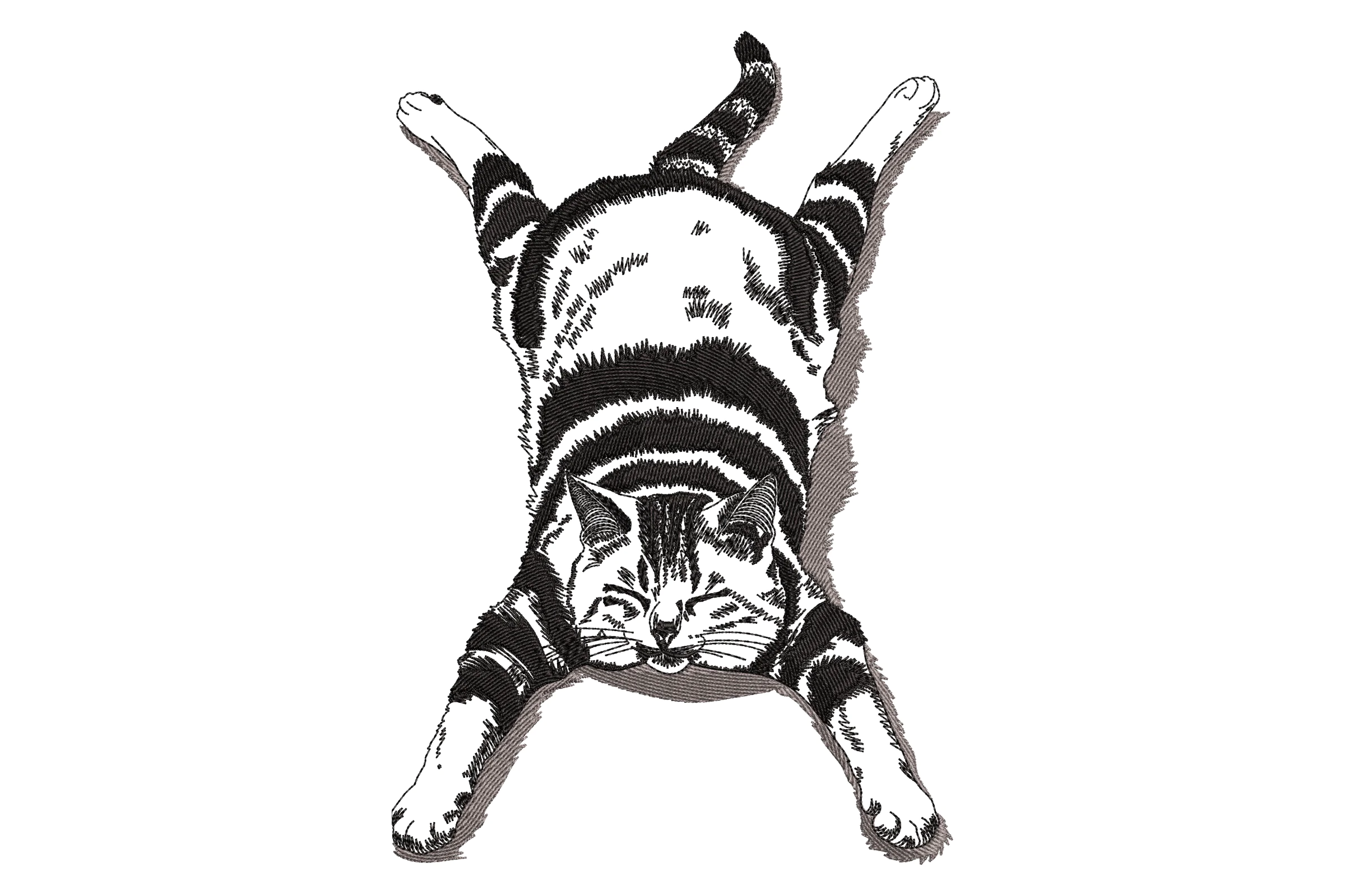 White Tabby Cat Embroidery Design