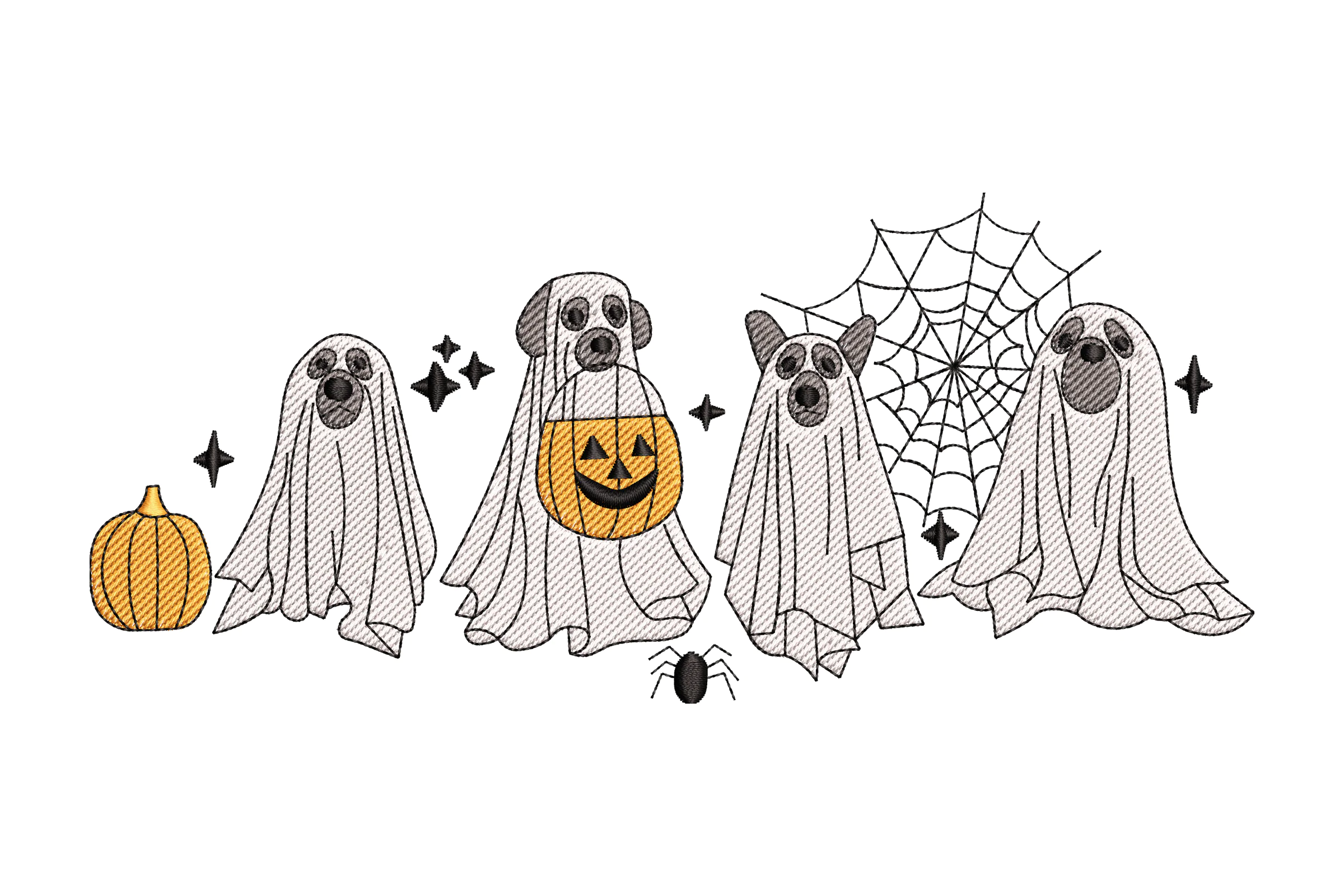Dog Ghost Embroidery Design Pattern
