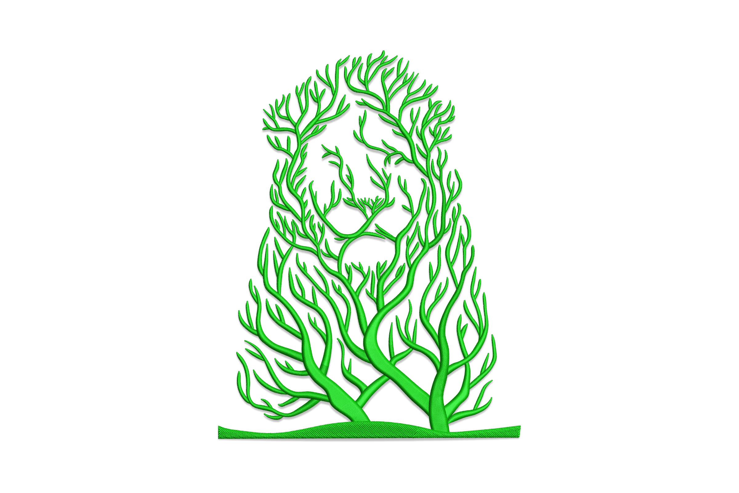 Lion Tree Optical Ilussion Embroidery Design