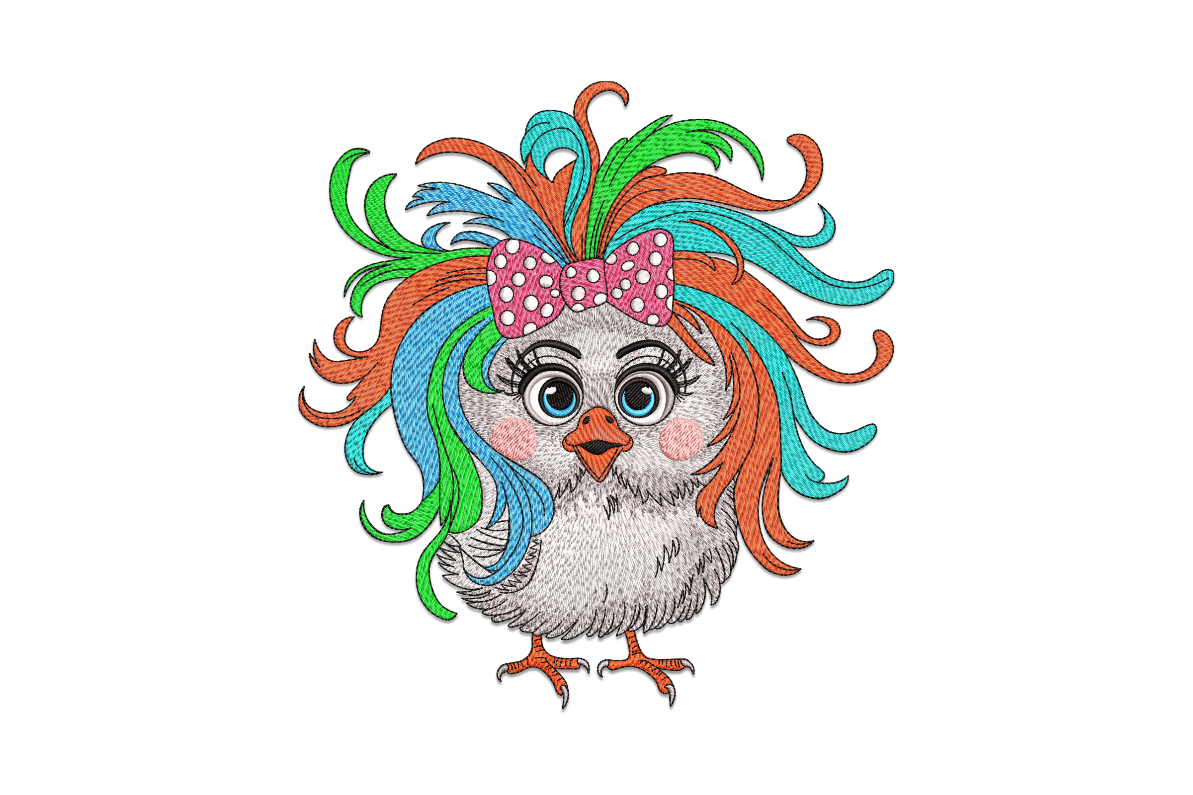Crazy Funny Chicken Embroidery Design