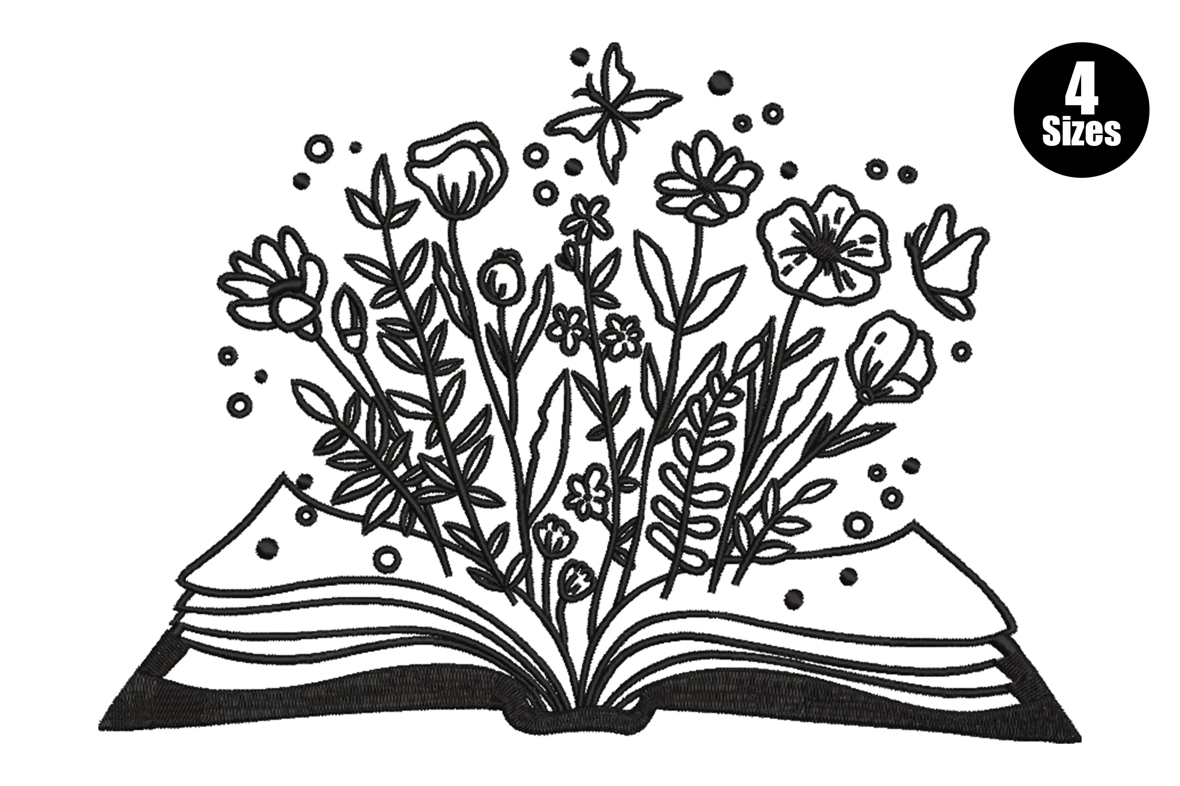 Floral Book Digital Embroidery Design