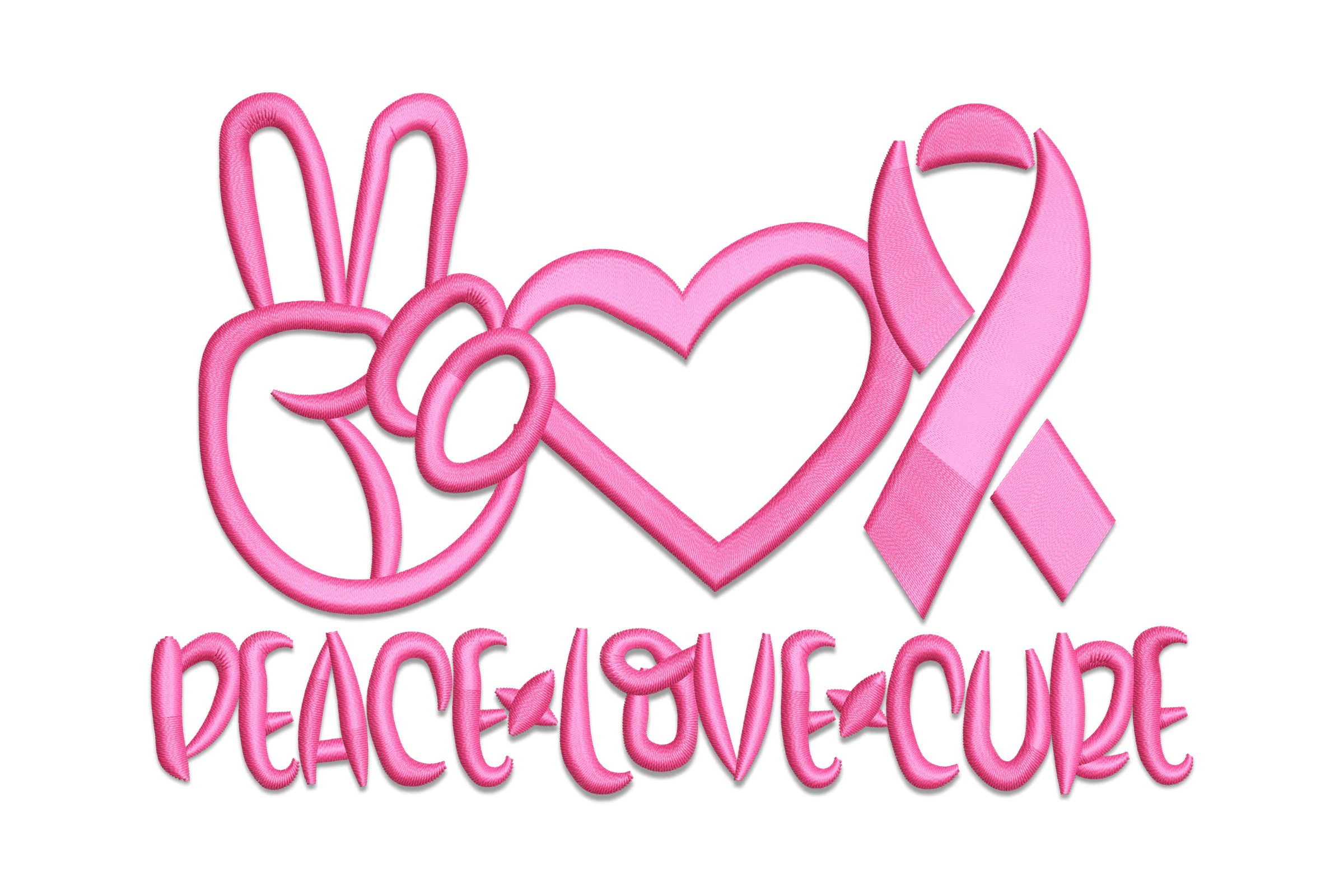 Peace Love Cure Awareness Embroidery Design