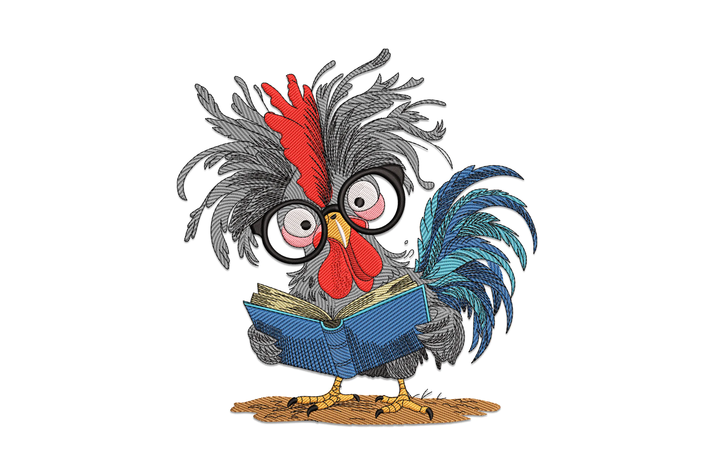 Chicken Reading Books Embroidery Design