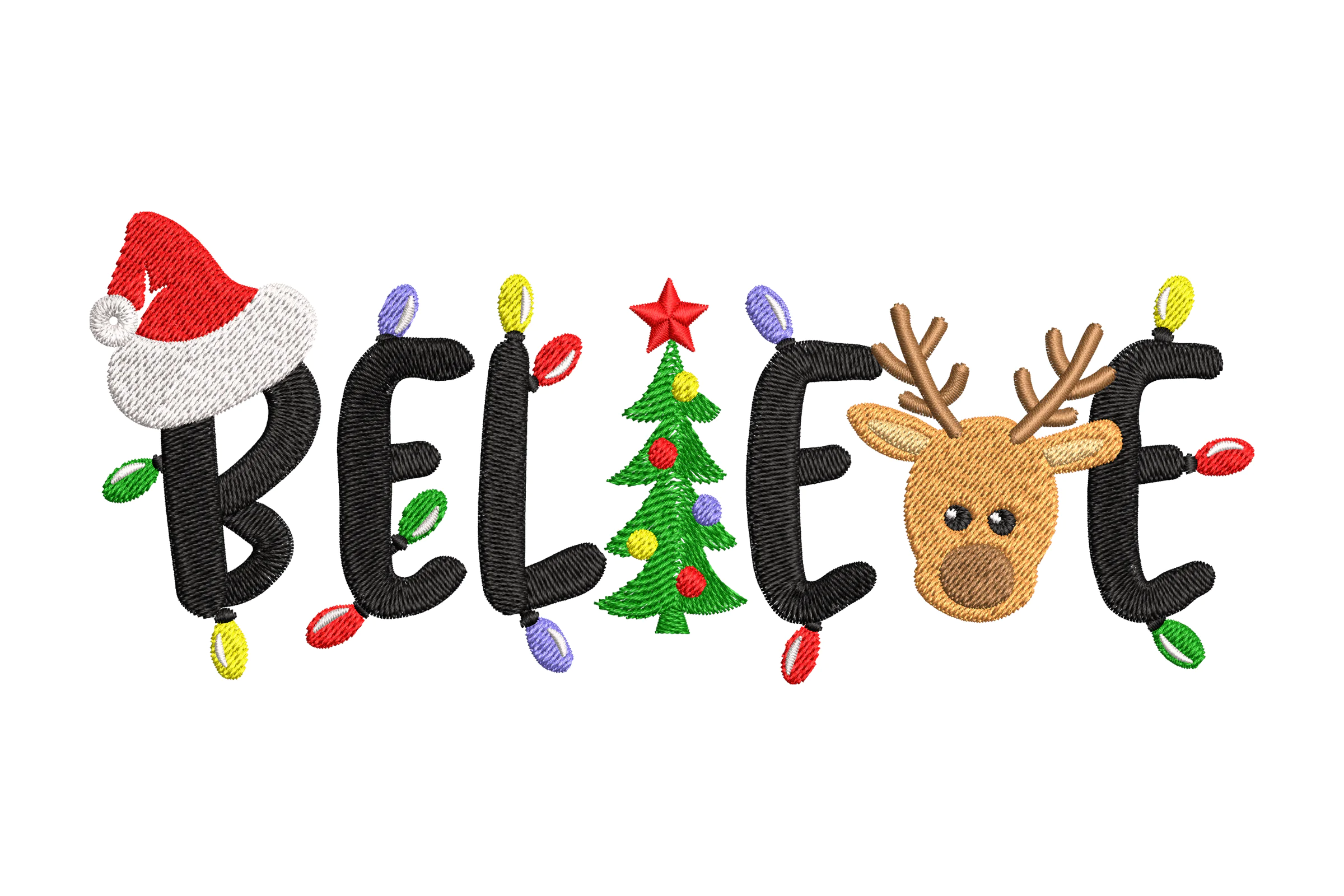 Christmas Believe Embroidery Design