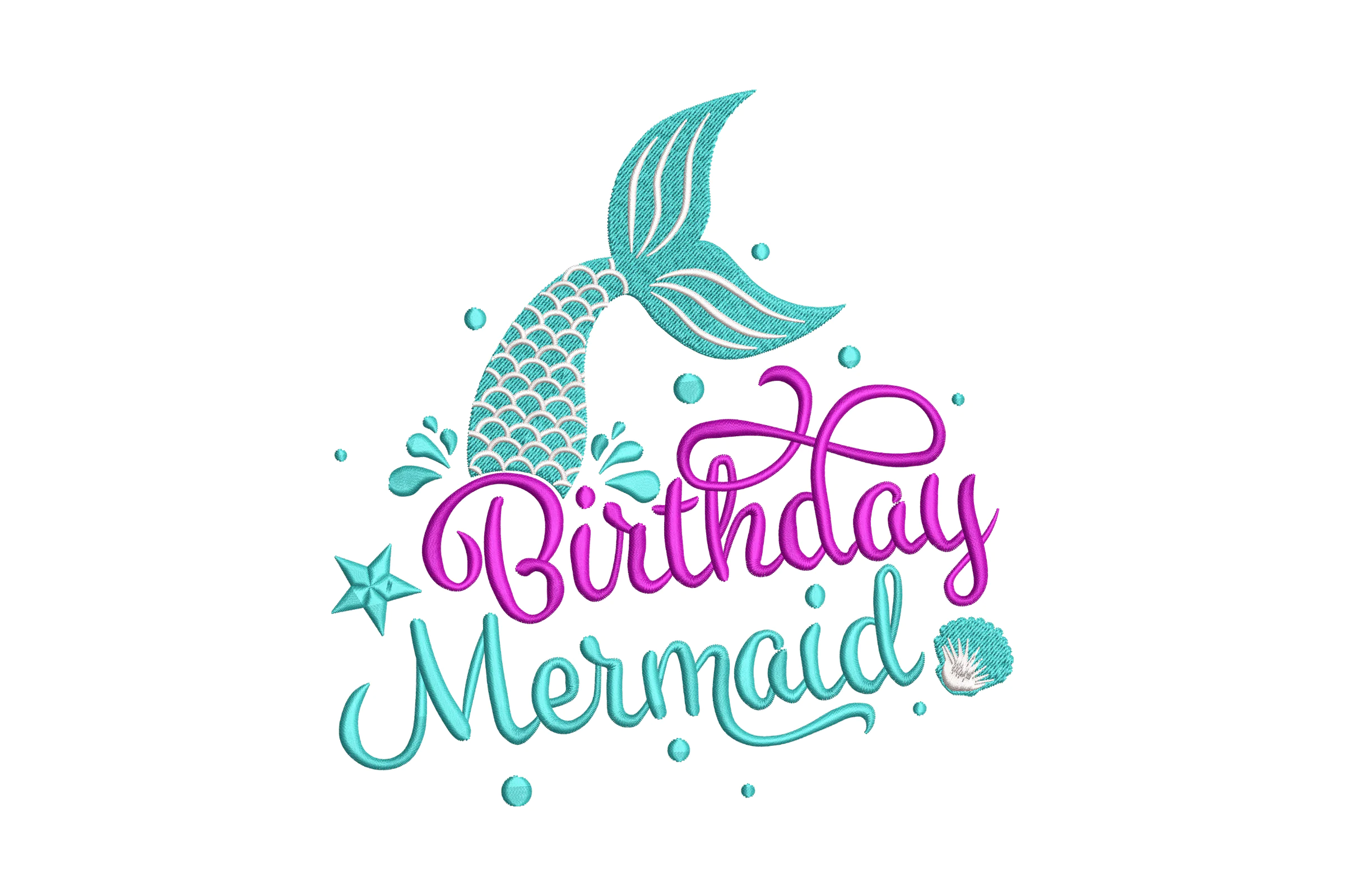Mermaid Birthday Embroidery Design