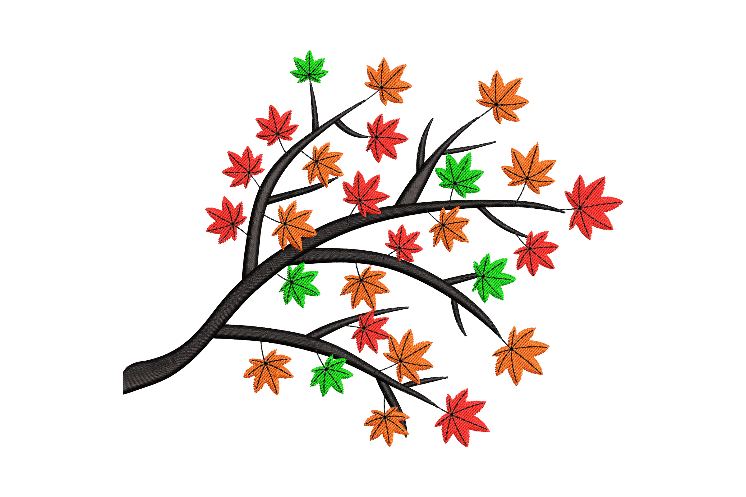 Fall Tree with Autumn Leaves Embroidery Design